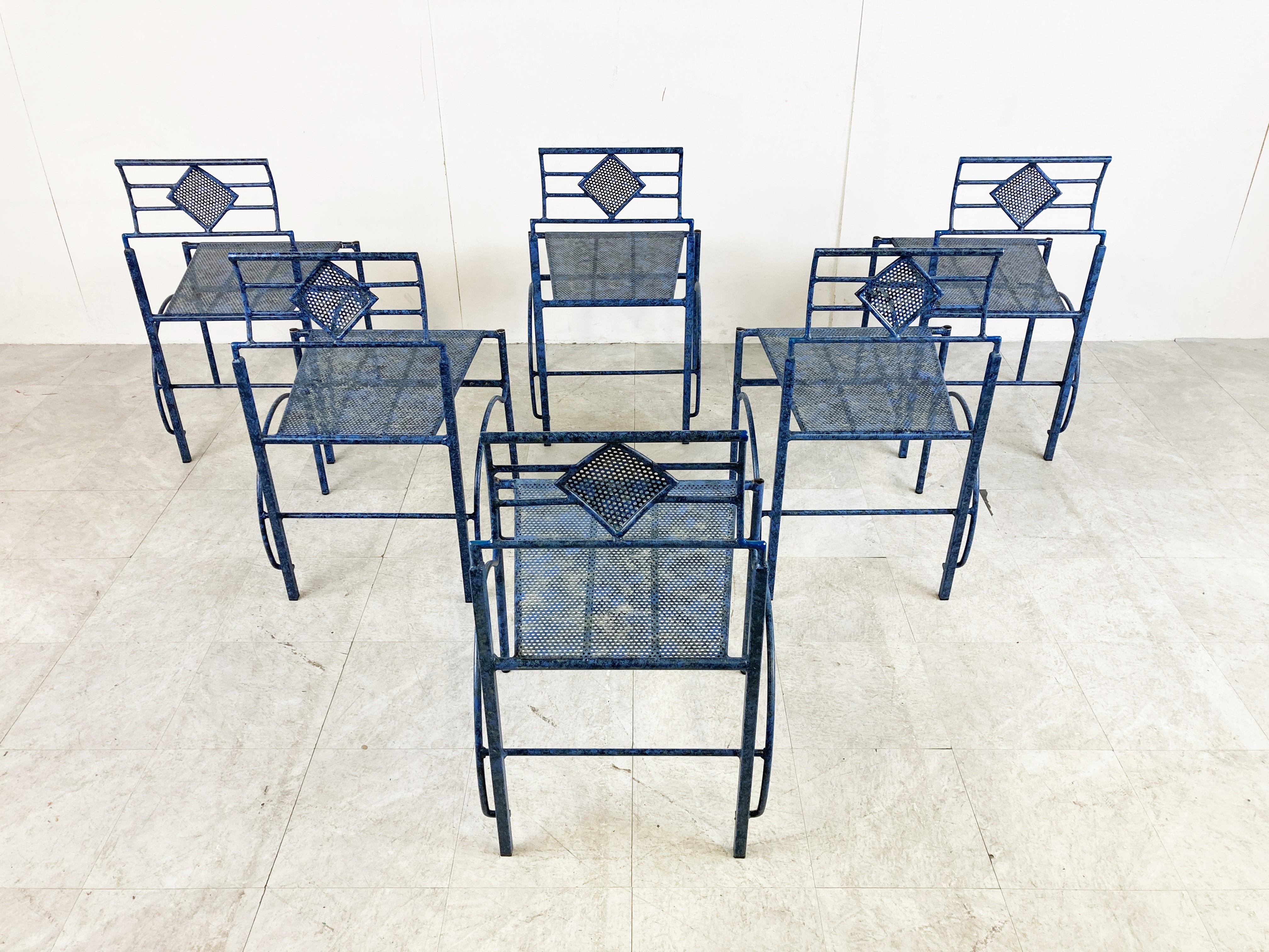 Post Modern Metal Dining Chairs, 1980s For Sale 1