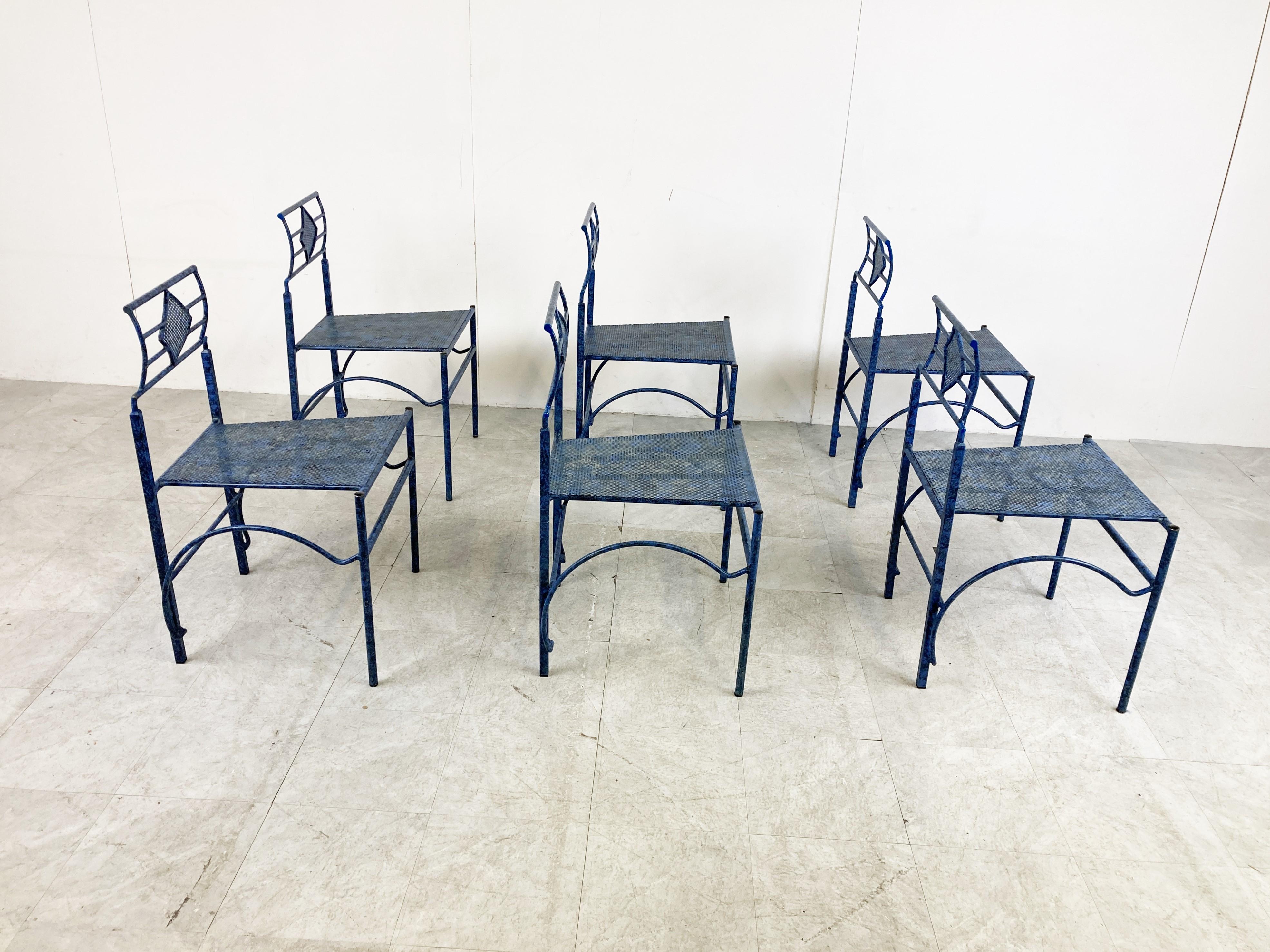Post Modern Metal Dining Chairs, 1980s For Sale 2