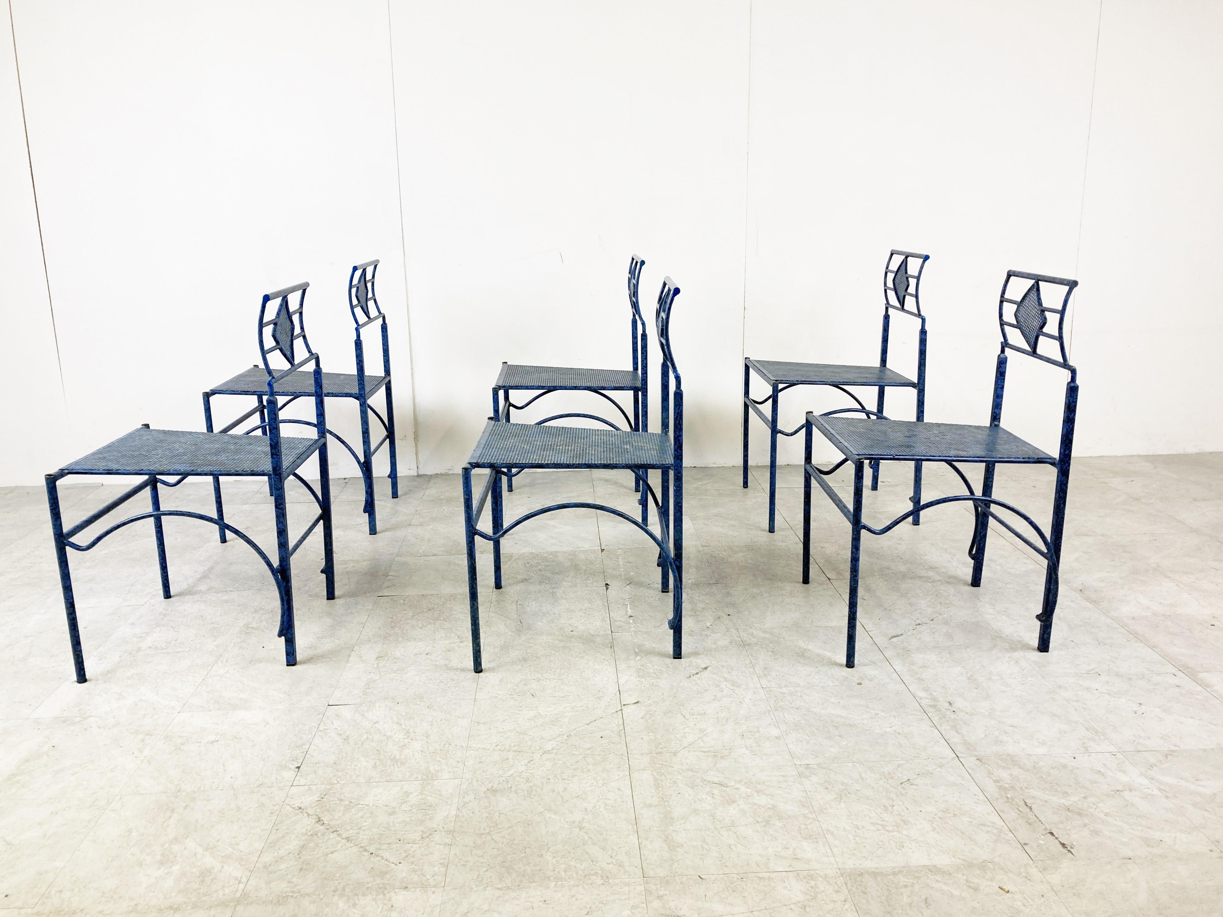 Post Modern Metal Dining Chairs, 1980s For Sale 3