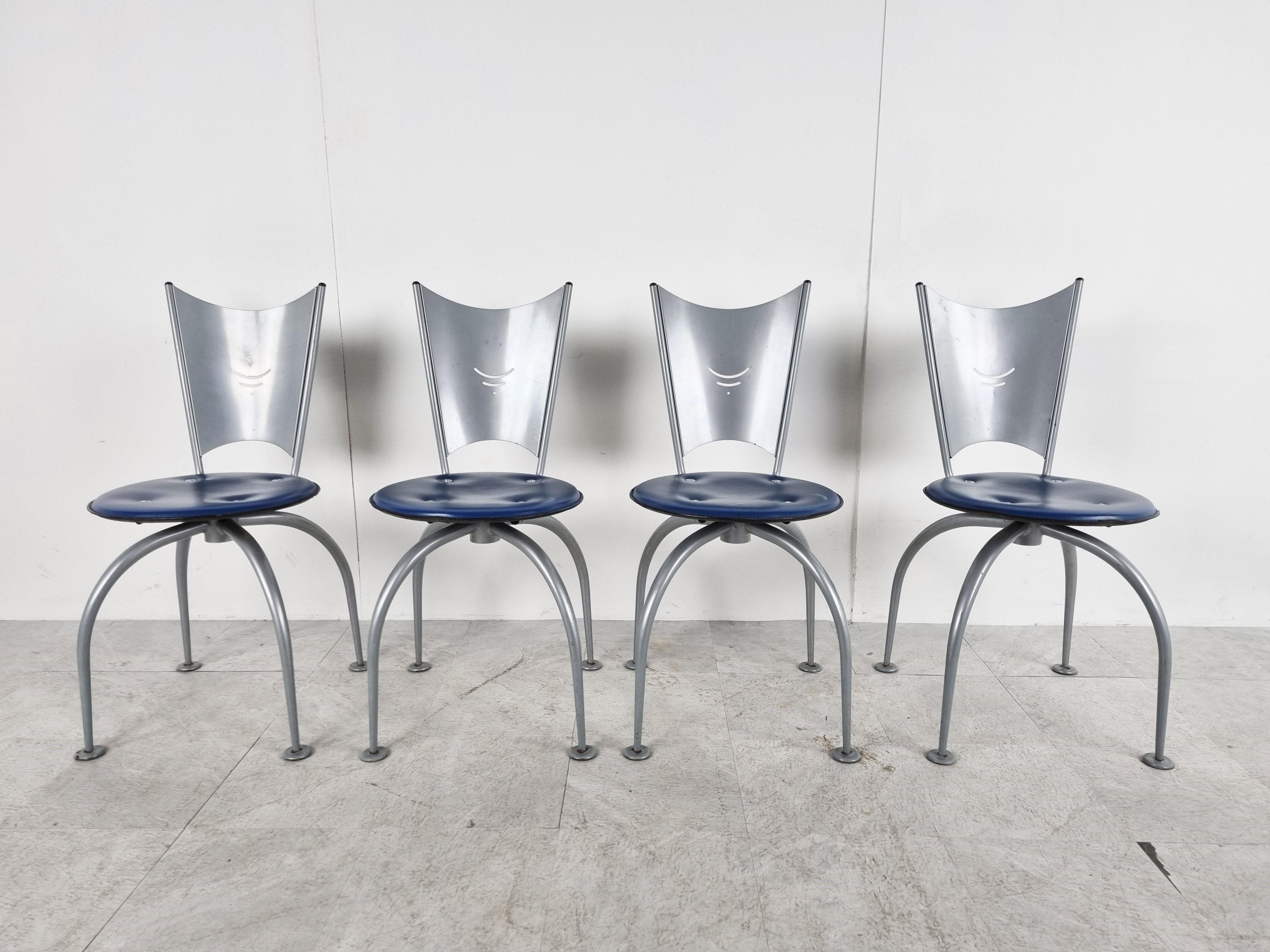 Post-Modern Post Modern Metal Dining Chairs, 1990s For Sale
