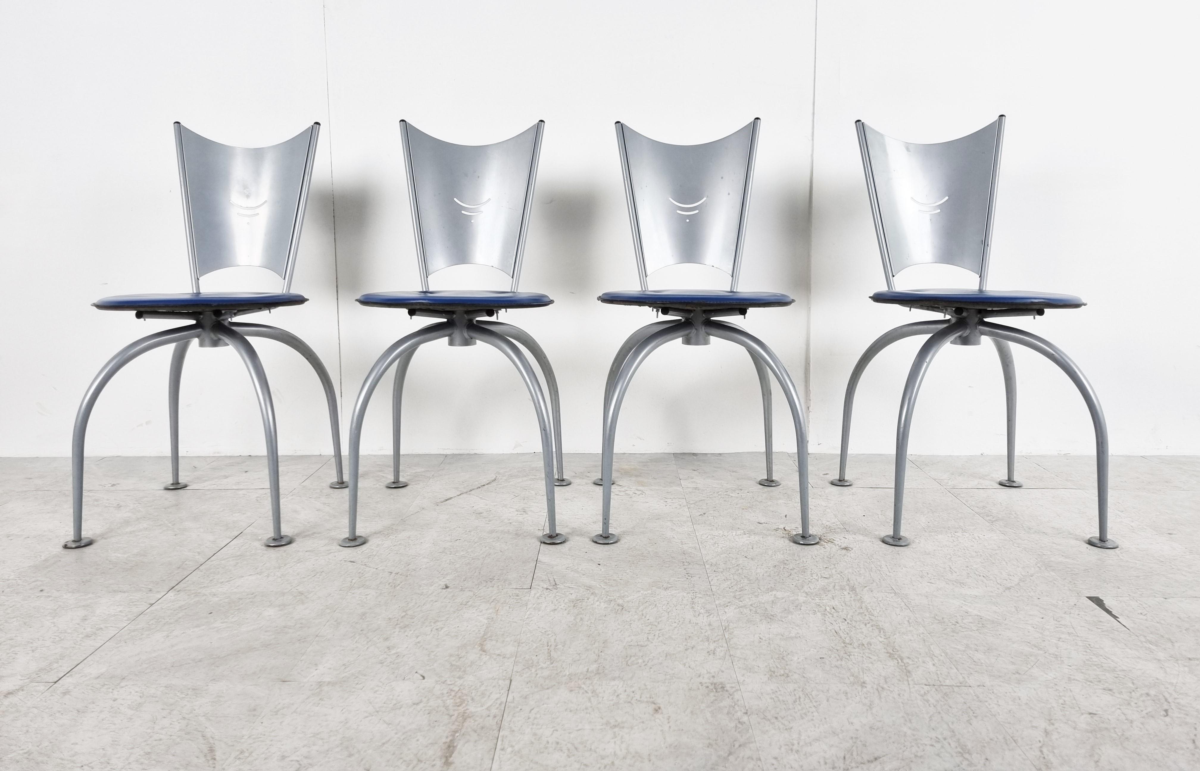 Belgian Post Modern Metal Dining Chairs, 1990s For Sale