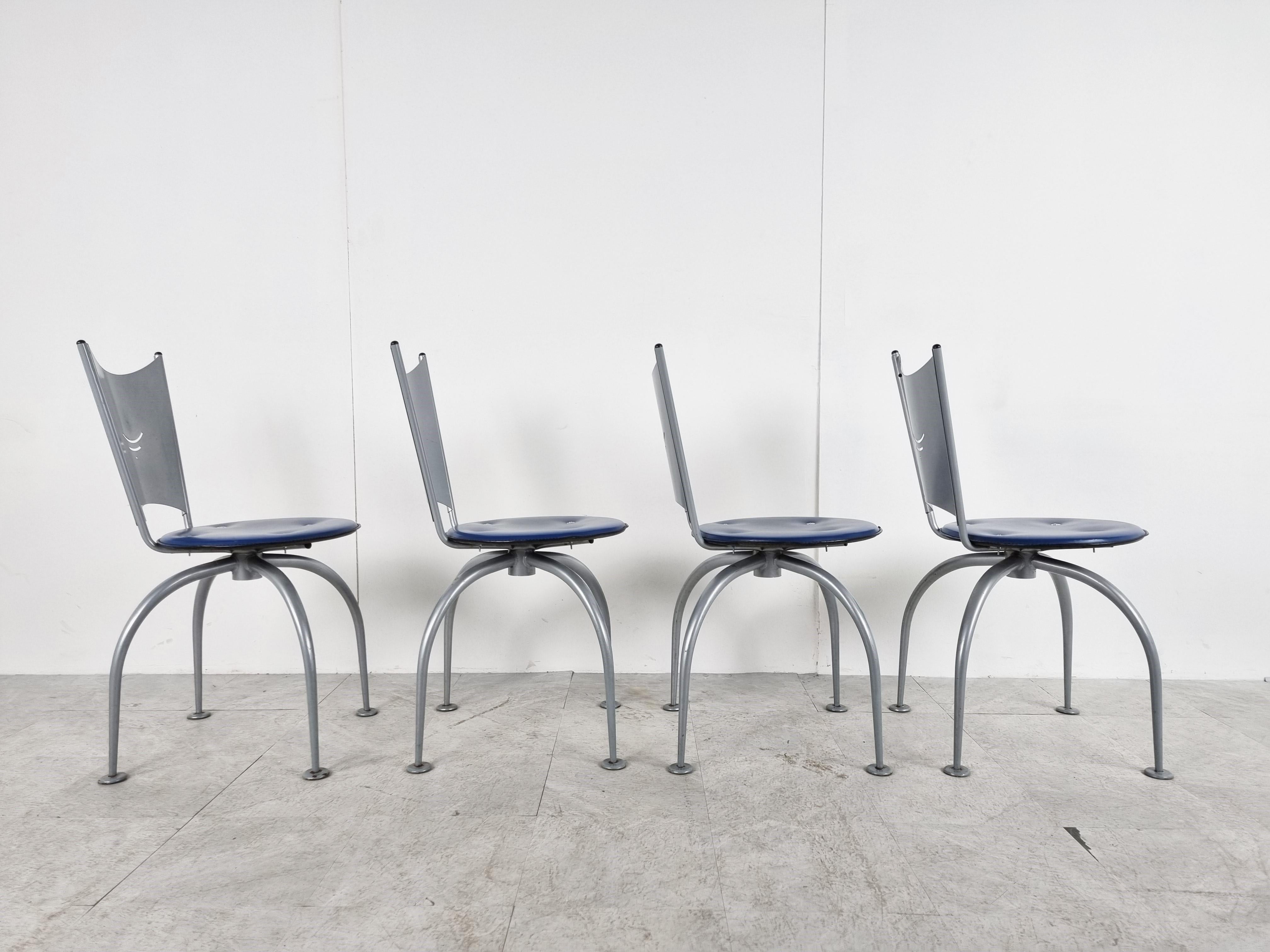 Post Modern Metal Dining Chairs, 1990s In Good Condition For Sale In HEVERLEE, BE