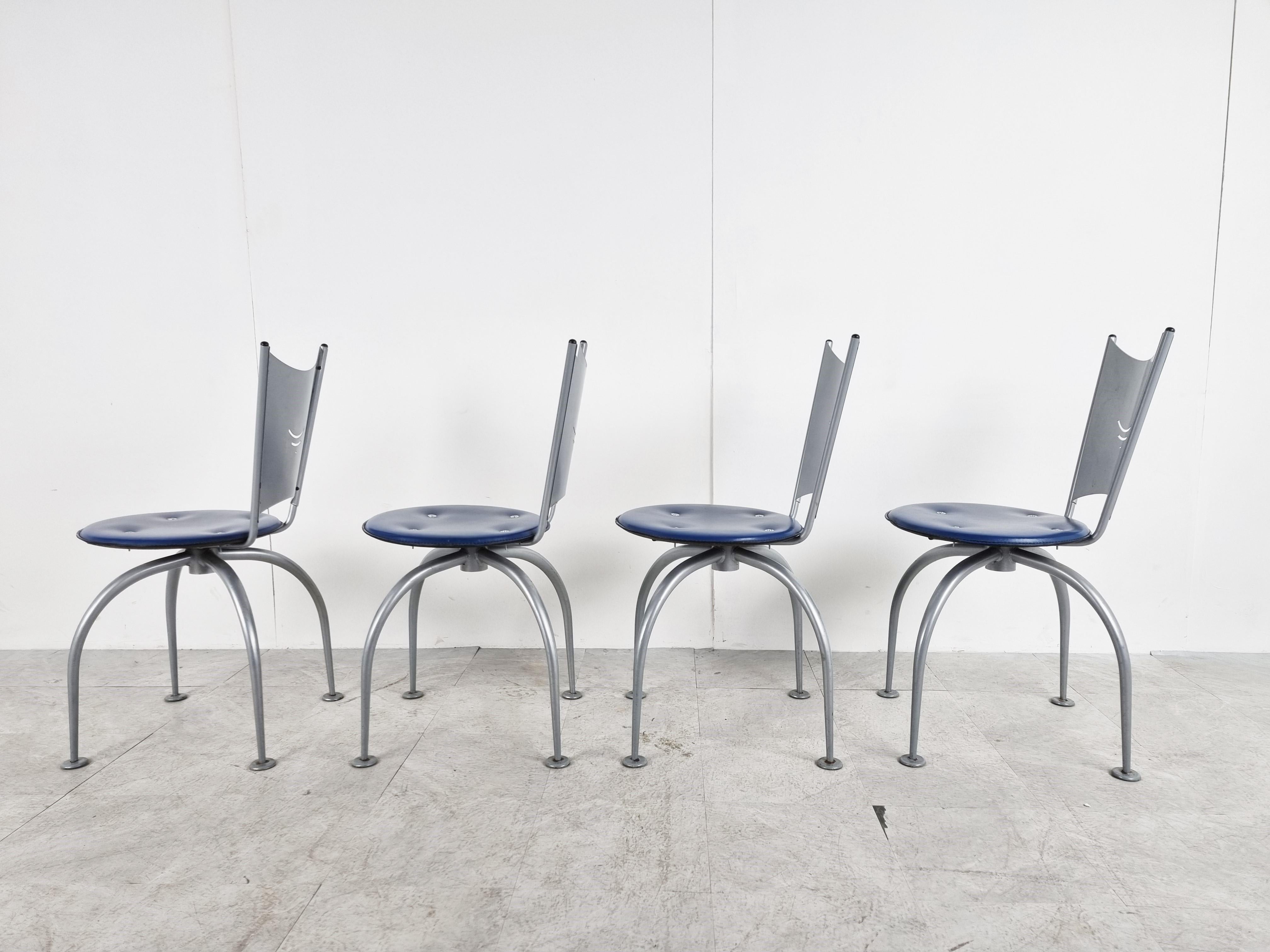 Post Modern Metal Dining Chairs, 1990s For Sale 1