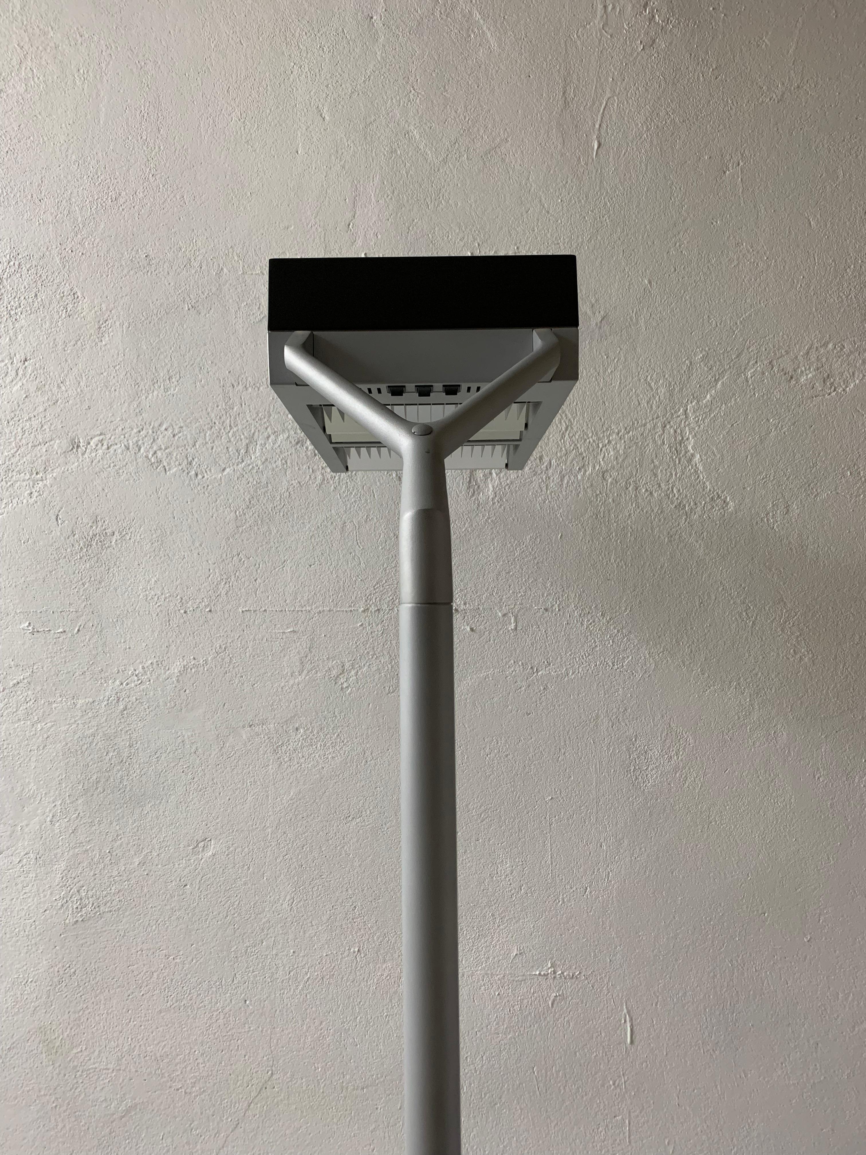 Vintage industrial “Quadra BID” office lamp designed by Glen Oliver Löw and Antonio Citterio in 1994 for Vitra Ad-Hoc office system, lamp produced by Ansorg. Minimalist solid design with 3 light sources - upper/1 bottom/2 bottom - check the photo.