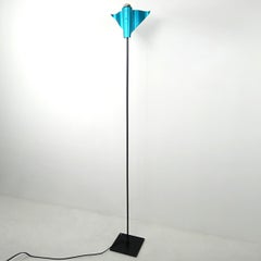 Post-Modern Metal Floor Lamp with Blue Bird-Shaped Shade by Bjart Rhenen