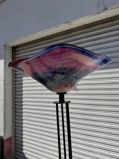 Post Modern Metal Floor Lamp with Handblown glass shade