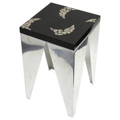 Postmodern Metal Stool or Side Table with Resin Top
