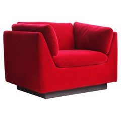 Fauteuil de salon rouge post-moderne mi-siècle moderne de Metropolitan of San Francisco