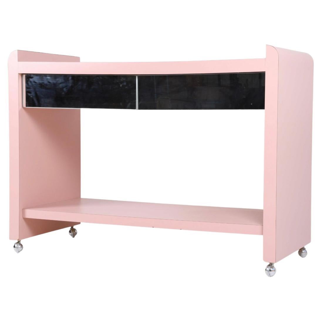 Post Modern Midcentury Pink Bar Cart Style of Memphis Milano  For Sale