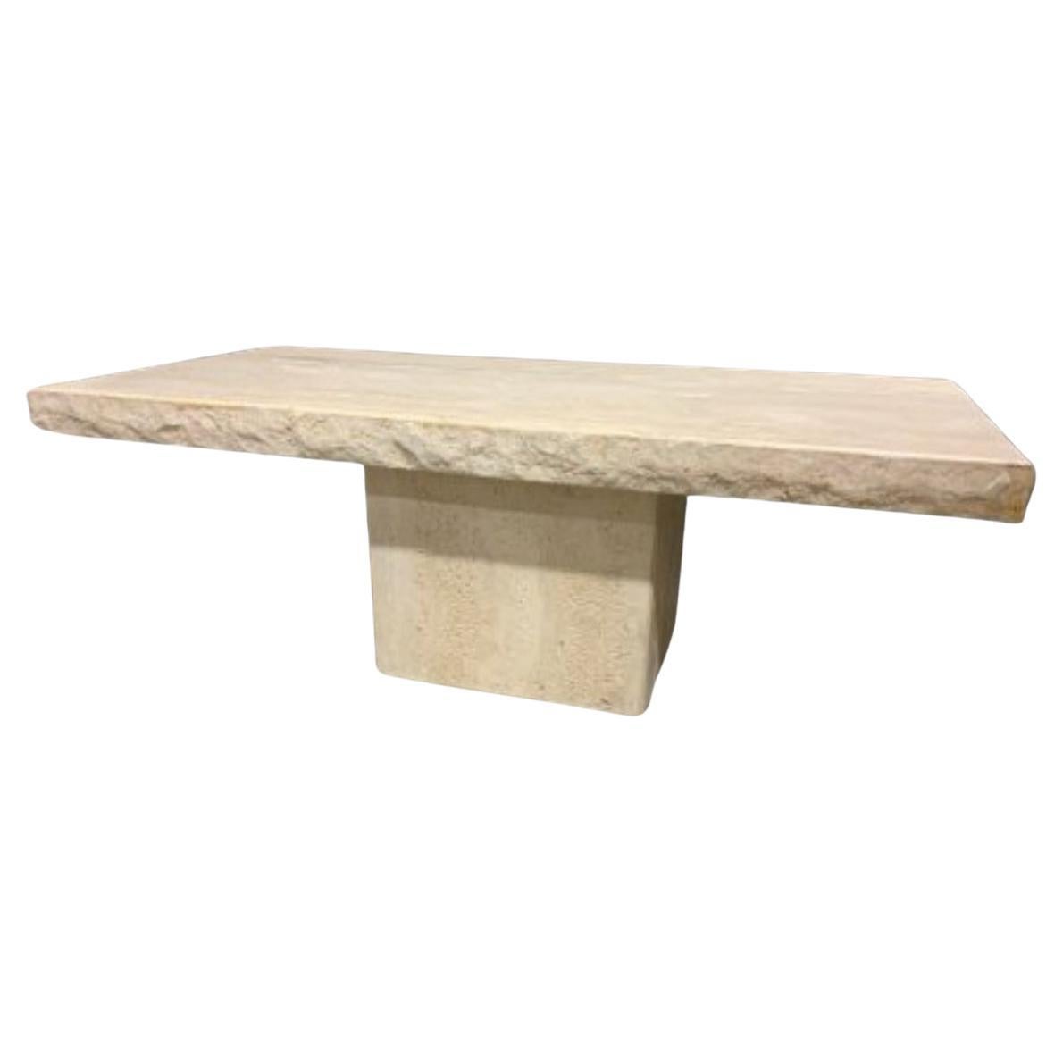 Post-Modern Post modern mid century Travertine coffee cocktail table  For Sale