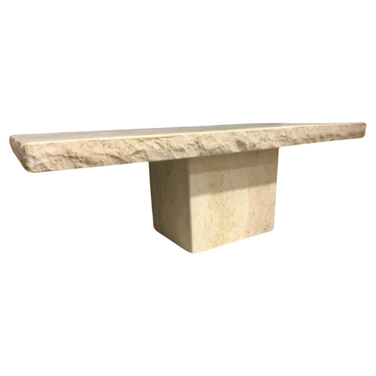Italian Post modern mid century Travertine coffee cocktail table  For Sale