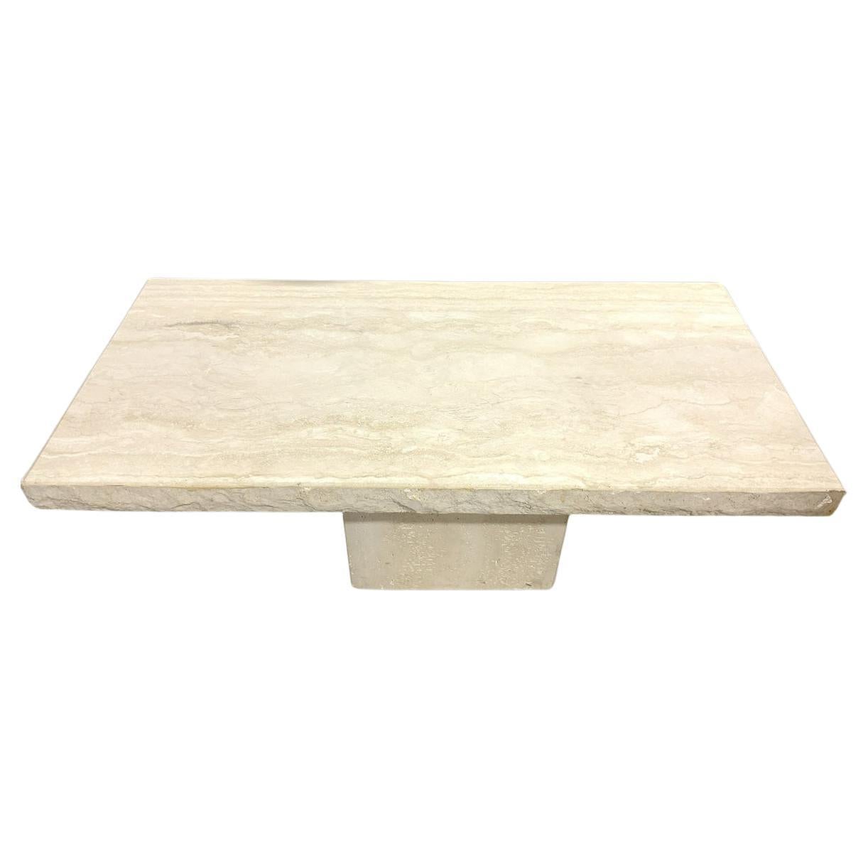 Post modern mid century Travertine coffee cocktail table  In Good Condition For Sale In BROOKLYN, NY