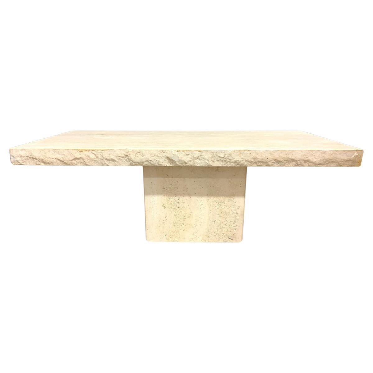 Post modern mid century Travertine coffee cocktail table  For Sale