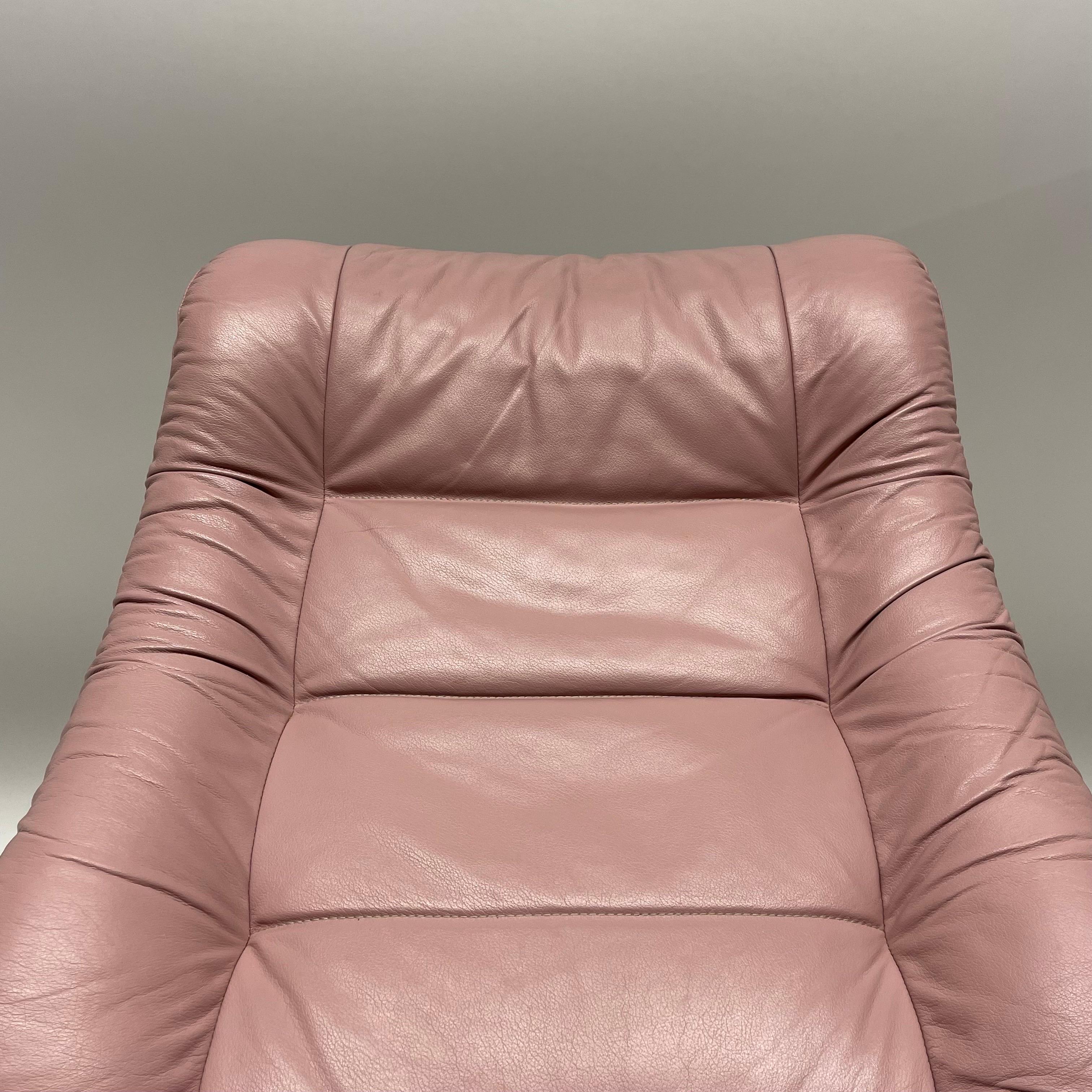 Postmoderner Millennial-Loungesessel und Ottomane aus rosa Leder „Stressless“ im Angebot 7