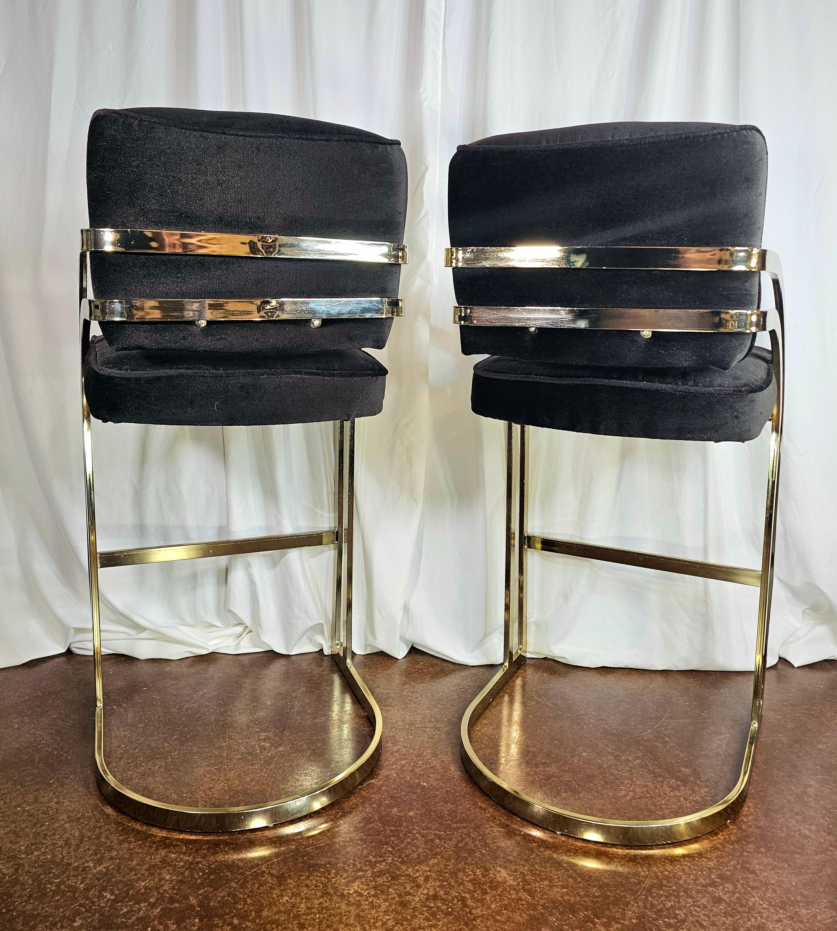 Post modern Milo Baughman style Barstools, a pair For Sale 5