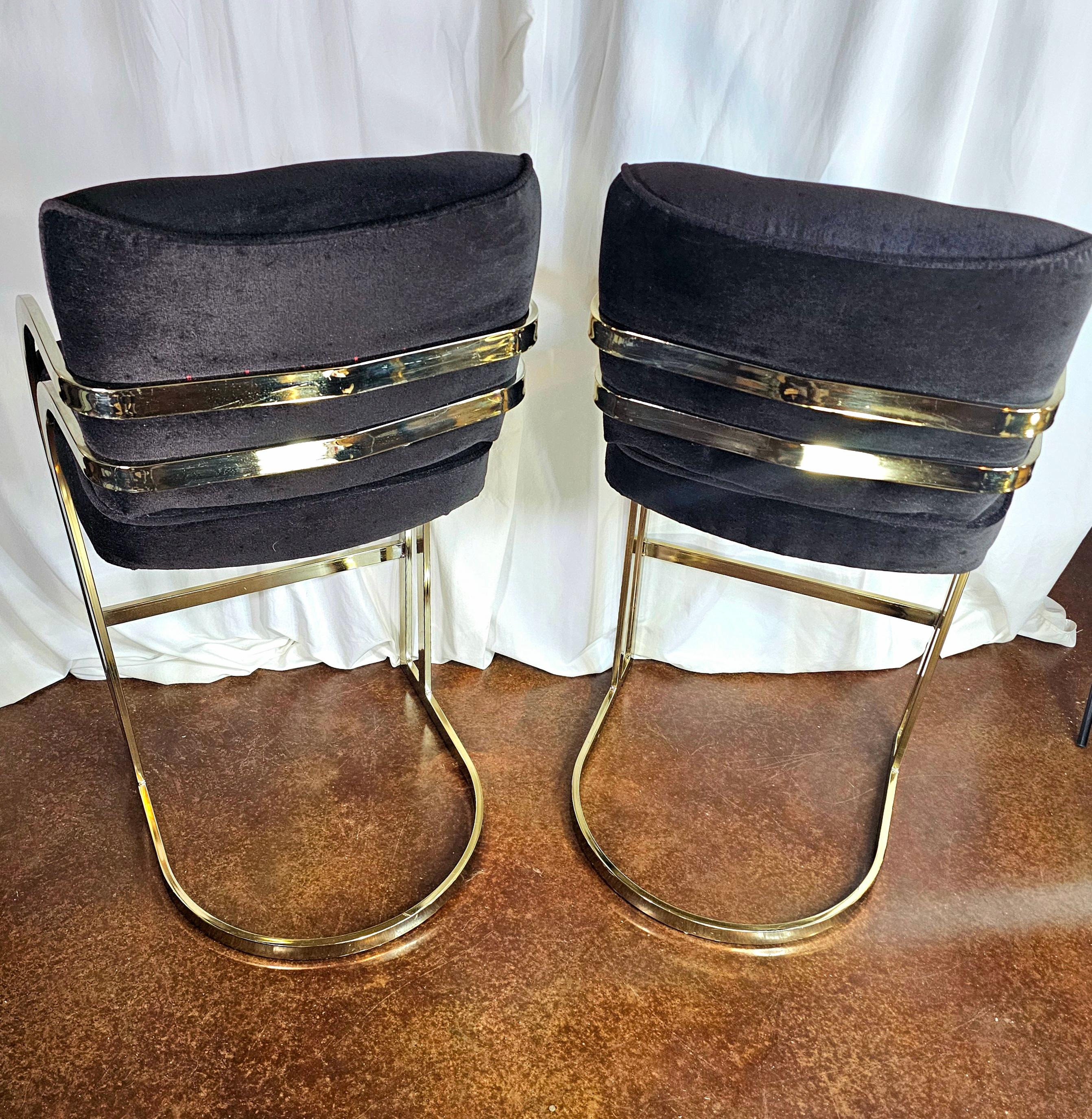 Post modern Milo Baughman style Barstools, a pair For Sale 7