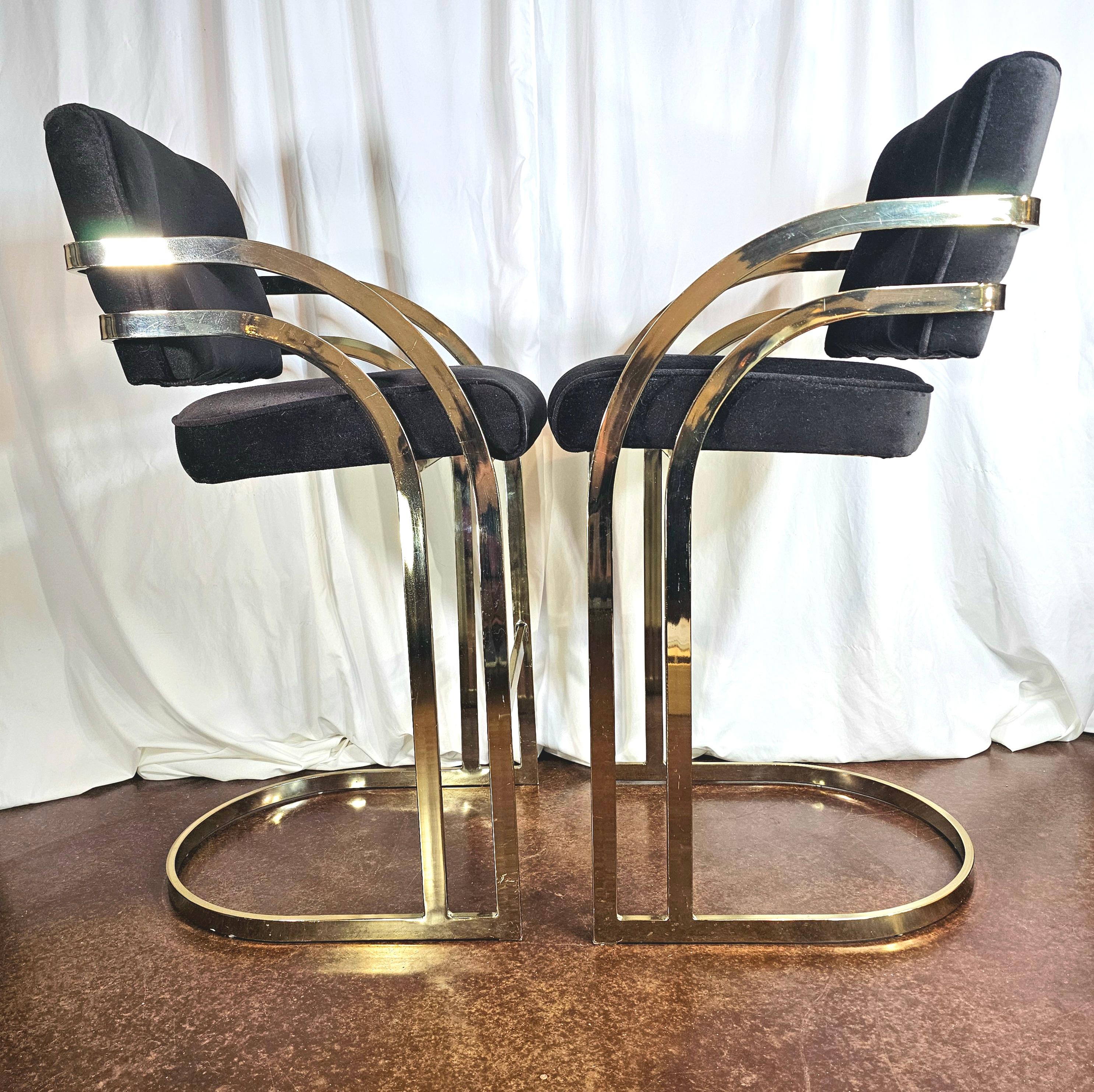 Post modern Milo Baughman style Barstools, a pair For Sale 7