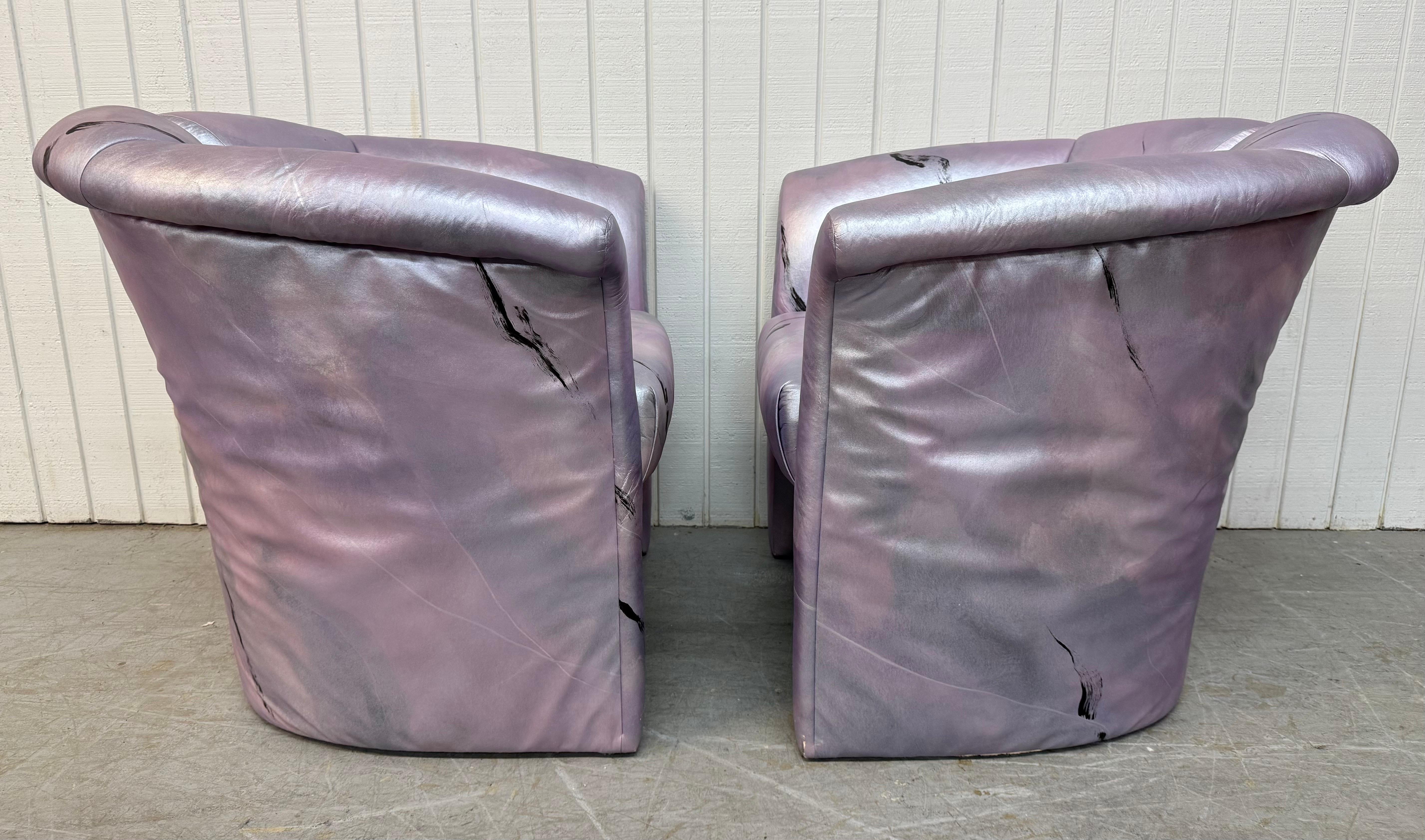 Post-Modern Post Modern Milo Baughman Style Split Back Arm Chairs - Set of 2 For Sale