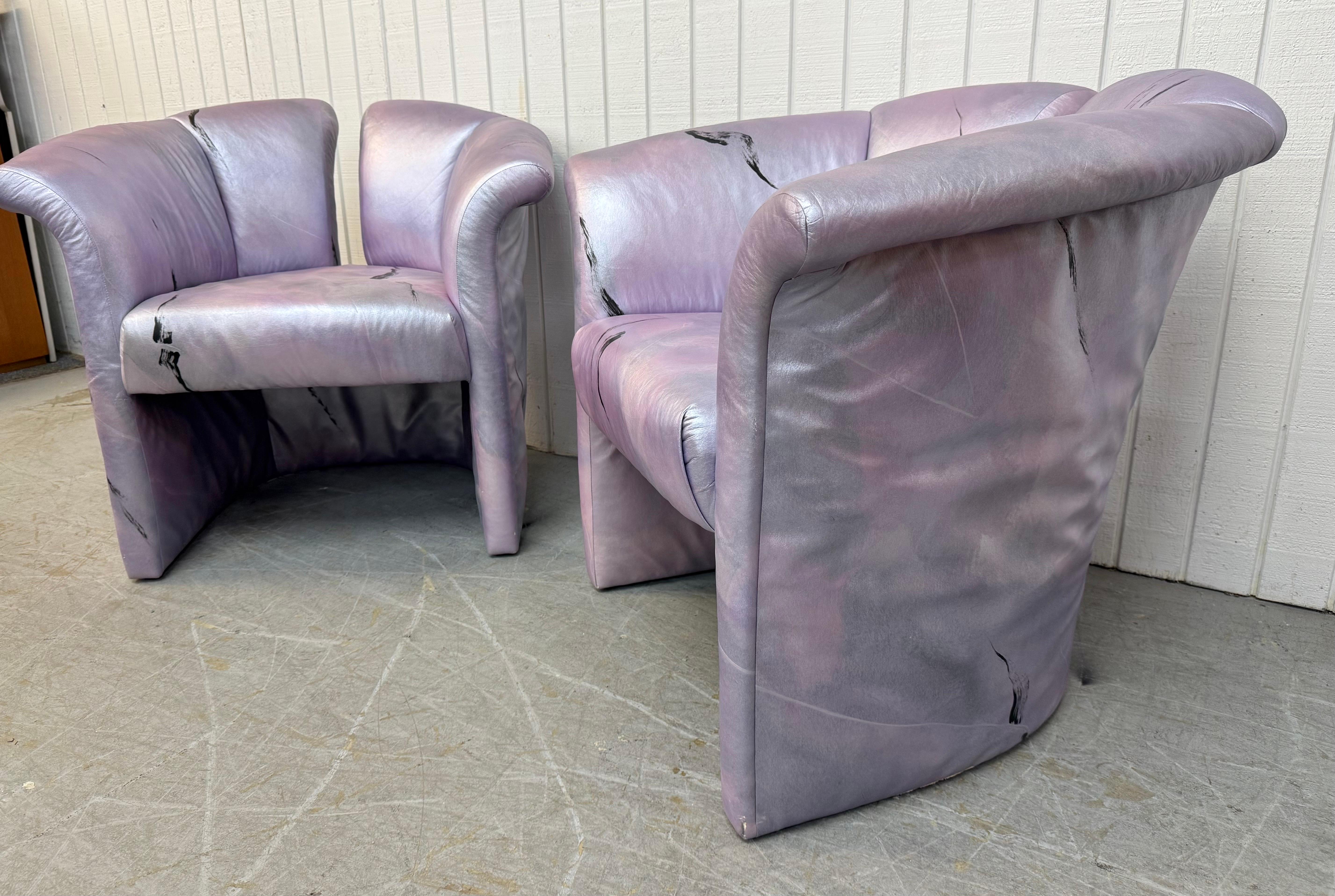 American Post Modern Milo Baughman Style Split Back Arm Chairs - Set of 2 For Sale