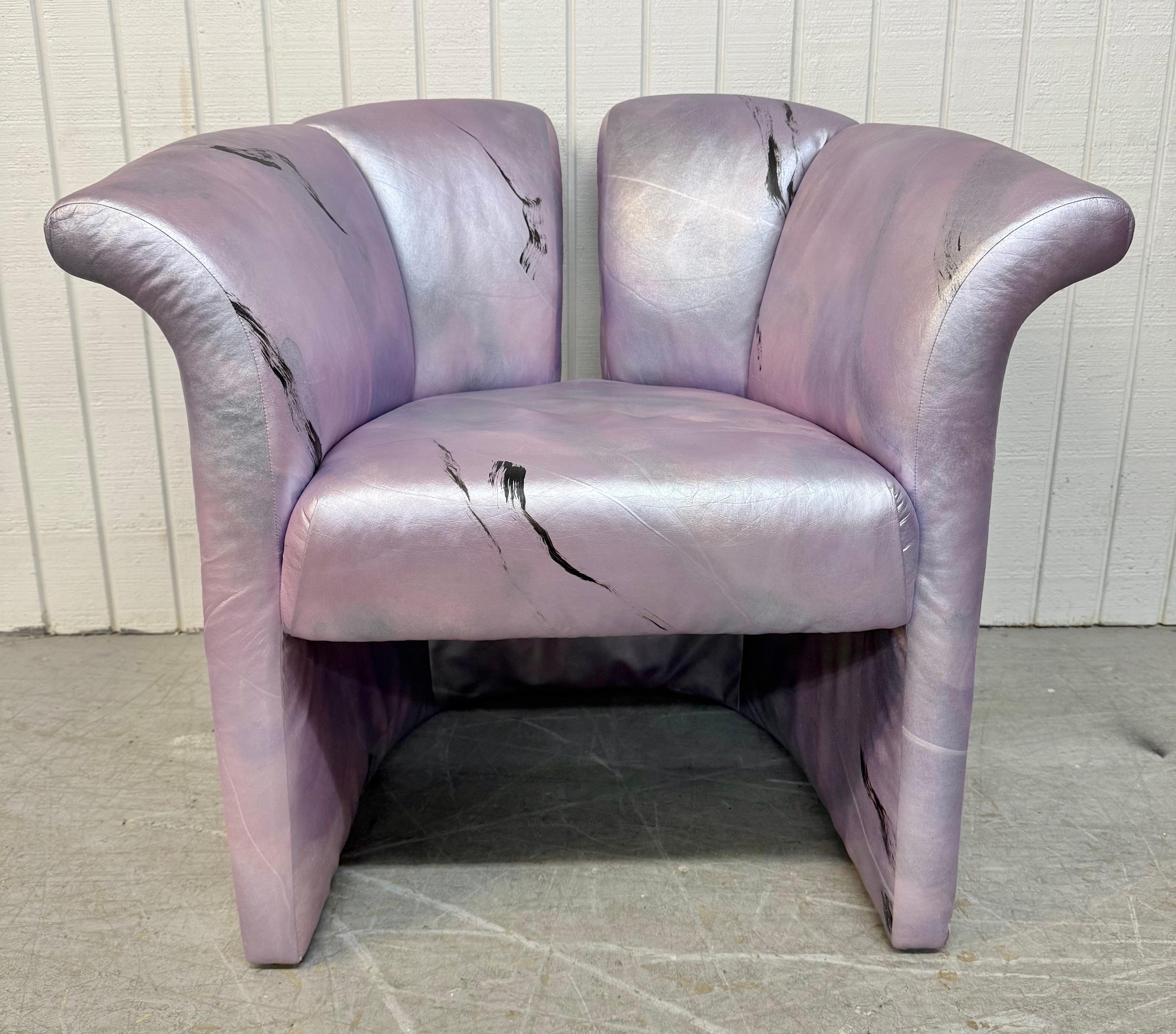 Post Modern Milo Baughman Style Split Back Arm Chairs - Set of 2 In Good Condition For Sale In Clarksboro, NJ