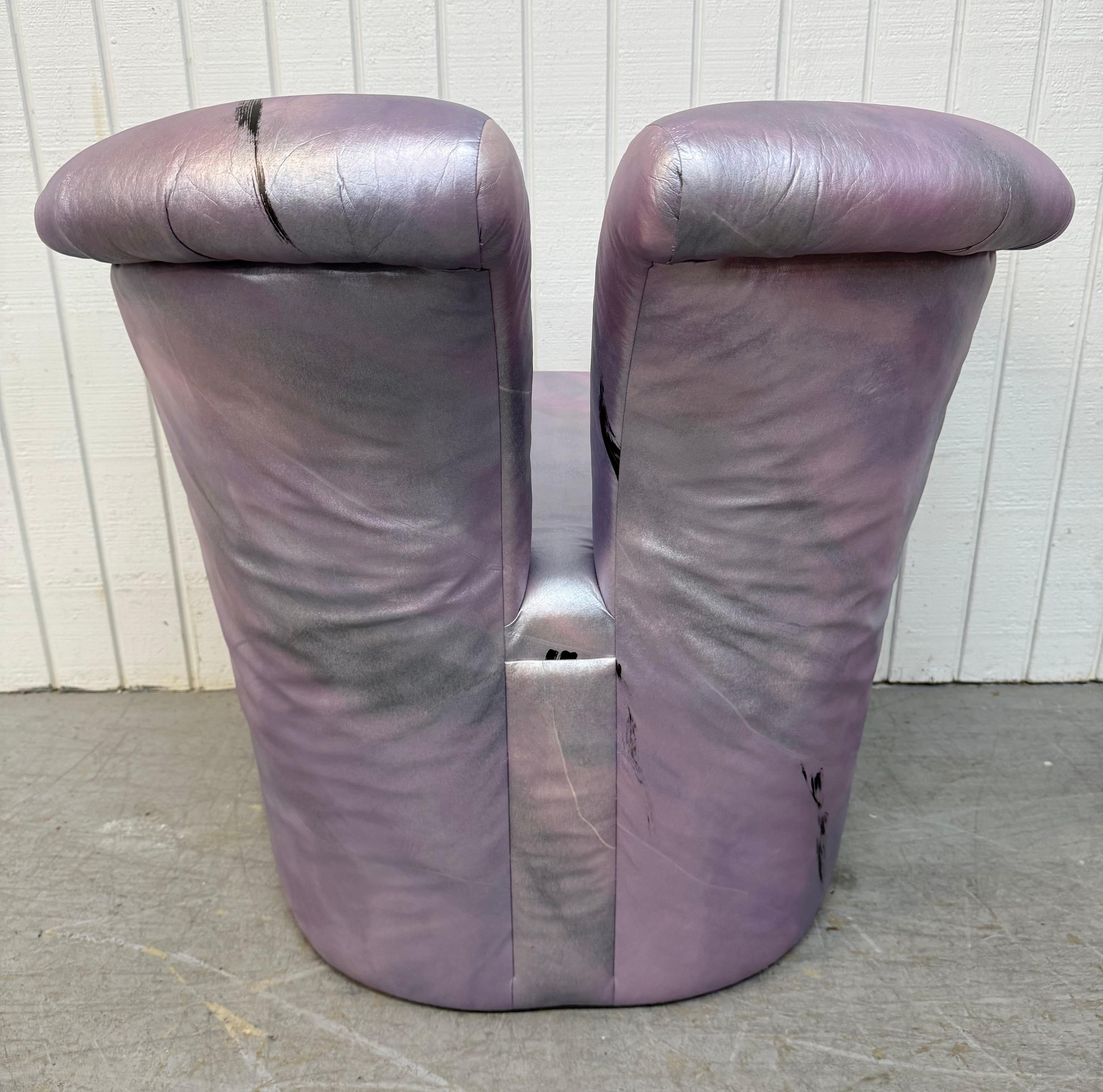 20th Century Post Modern Milo Baughman Style Split Back Arm Chairs - Set of 2 For Sale