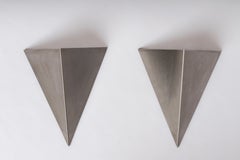 Post Modern Minimalist Triangle Shaped Stainless Steel Sconces - France 1970's