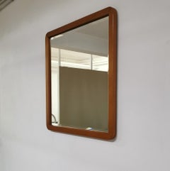 Wall Mirror Cherry Wood Frosted Glass Calligaris Square Modern Italy 1990s