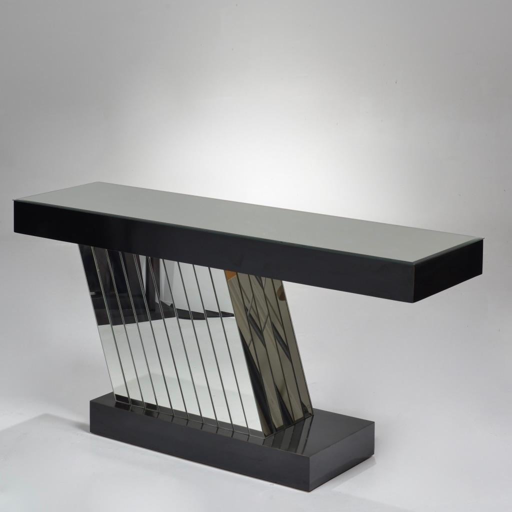 Post Modern Mirrored Console Table For Sale 3