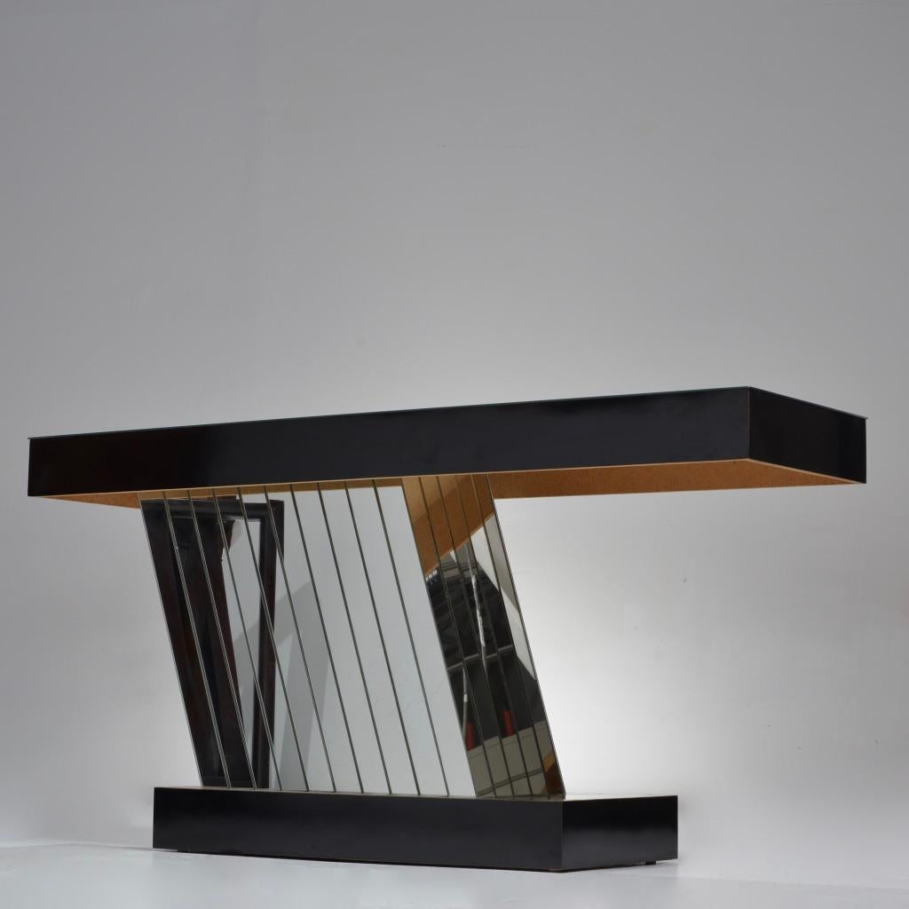 Post Modern Mirrored Console Table For Sale 5