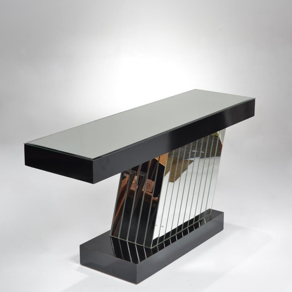 Post Modern Mirrored Console Table For Sale 7