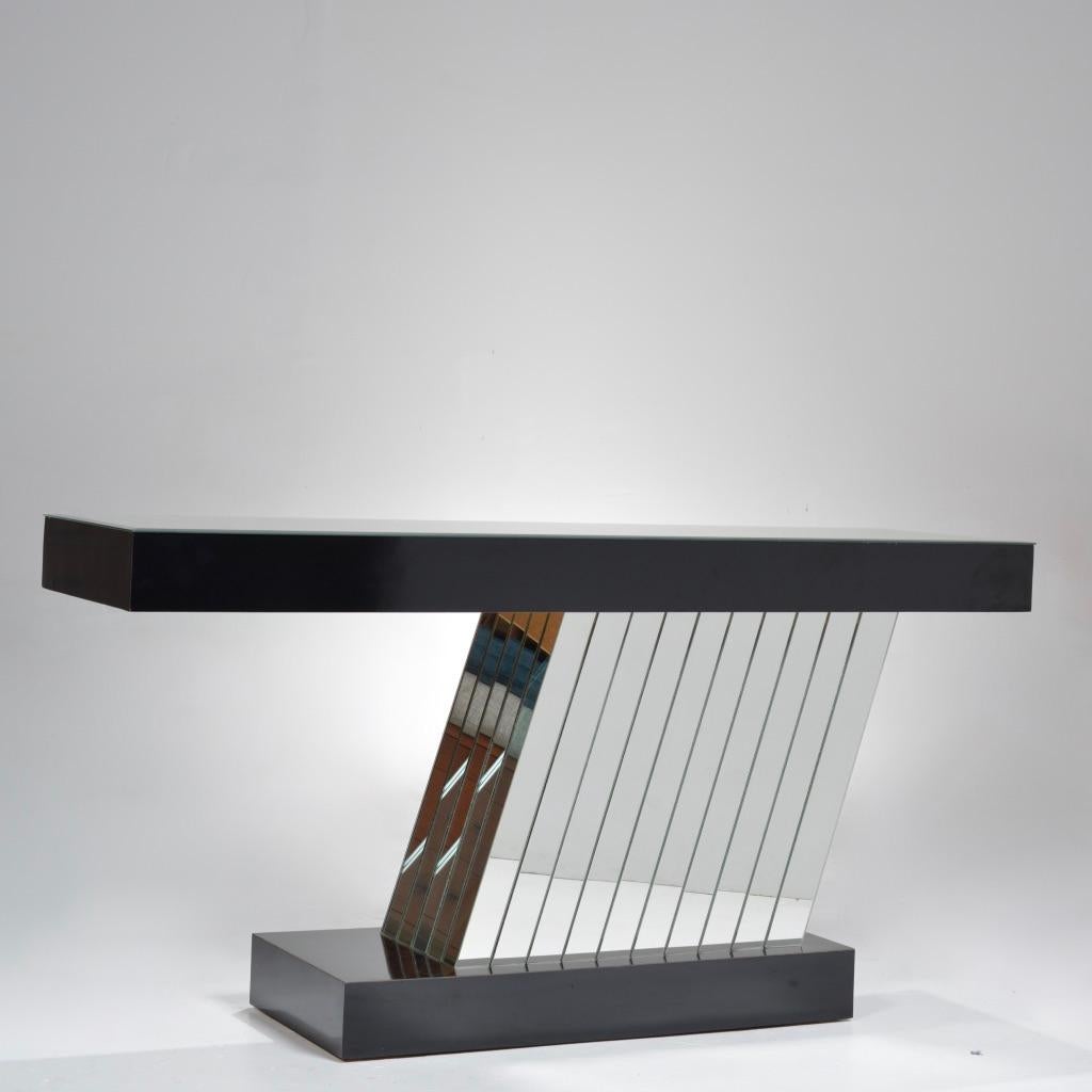 Post-Modern Post Modern Mirrored Console Table For Sale