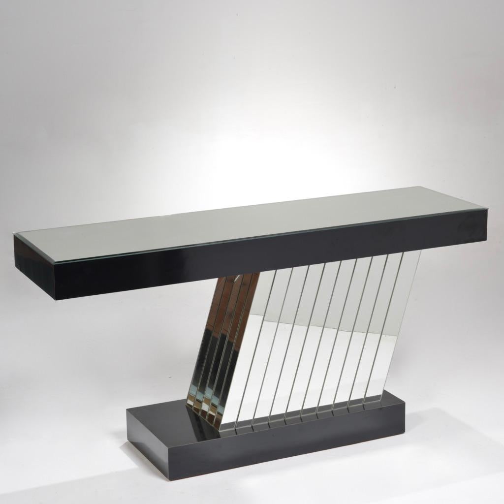 American Post Modern Mirrored Console Table For Sale