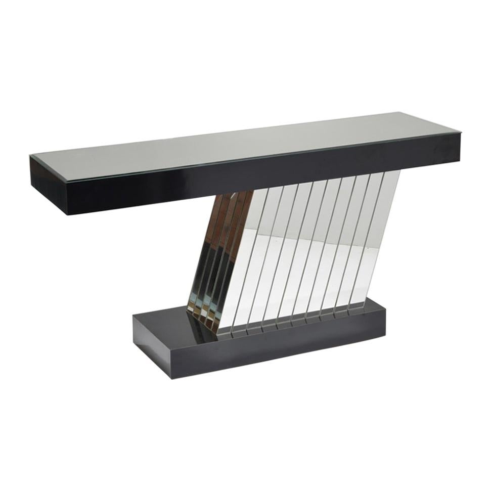 Post Modern Mirrored Console Table