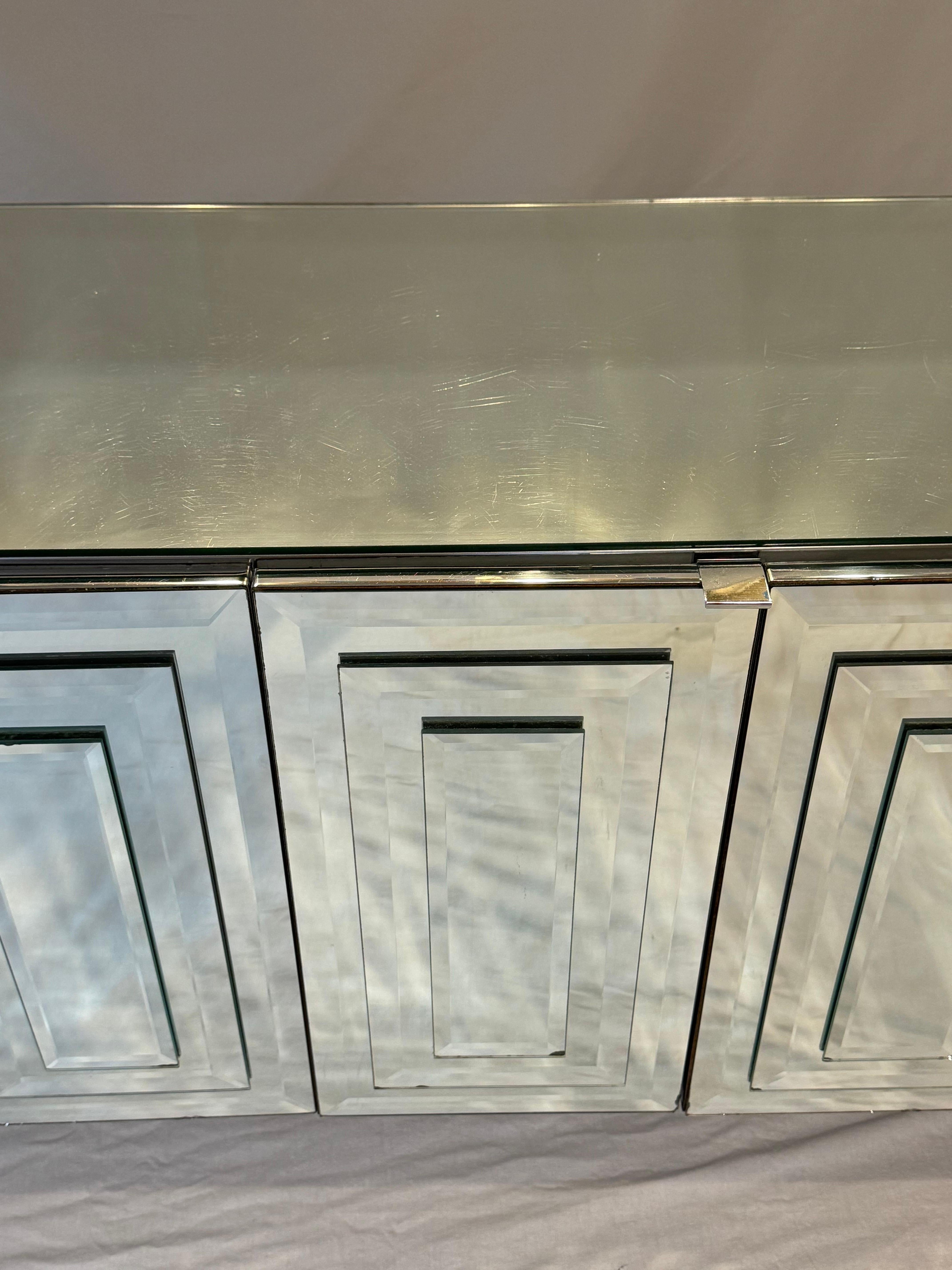 Mid-Century Modern Post Modern Mirrored Credenza by Ello