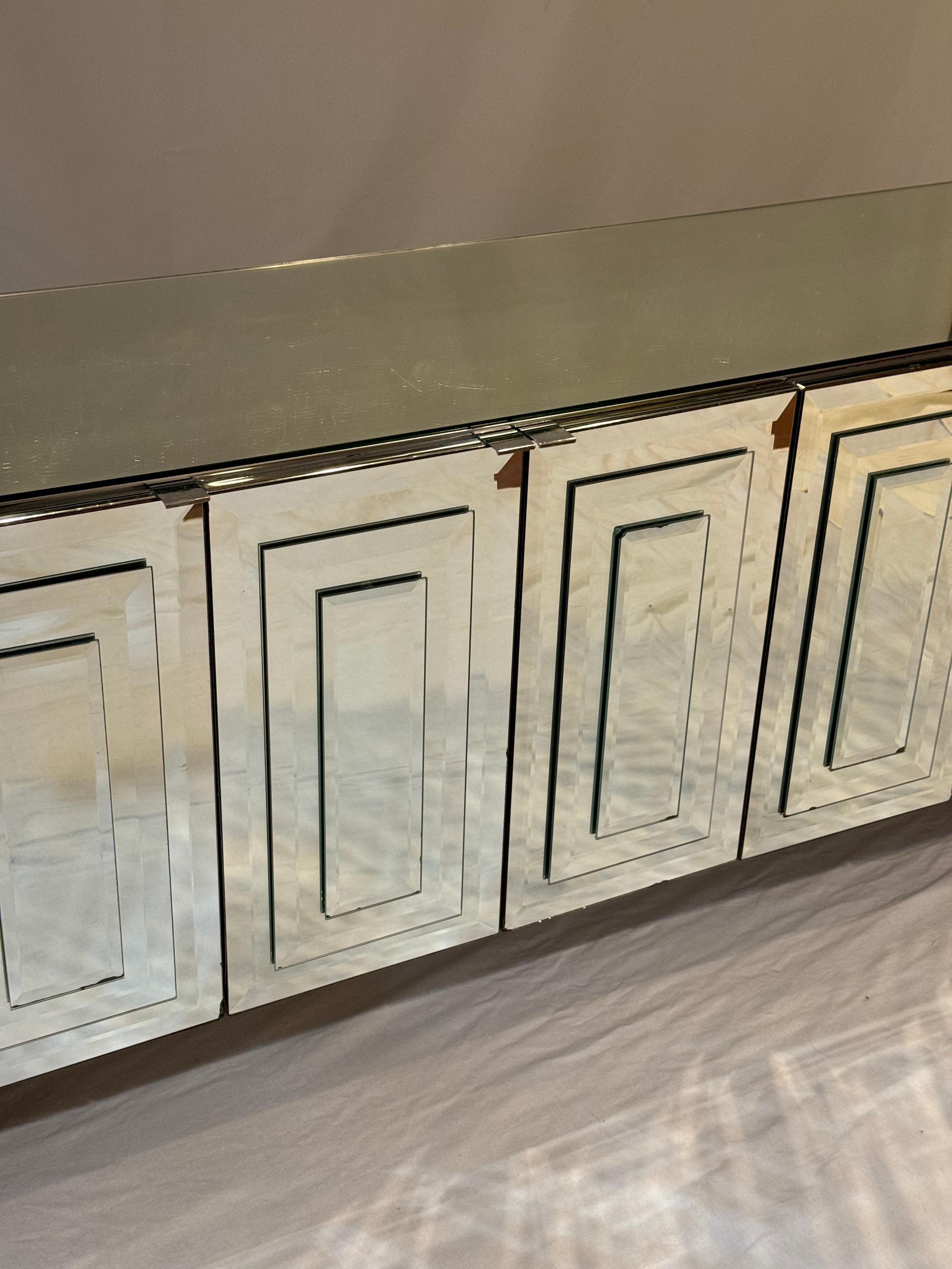 Post Modern Mirrored Credenza by Ello In Good Condition In Redding, CT