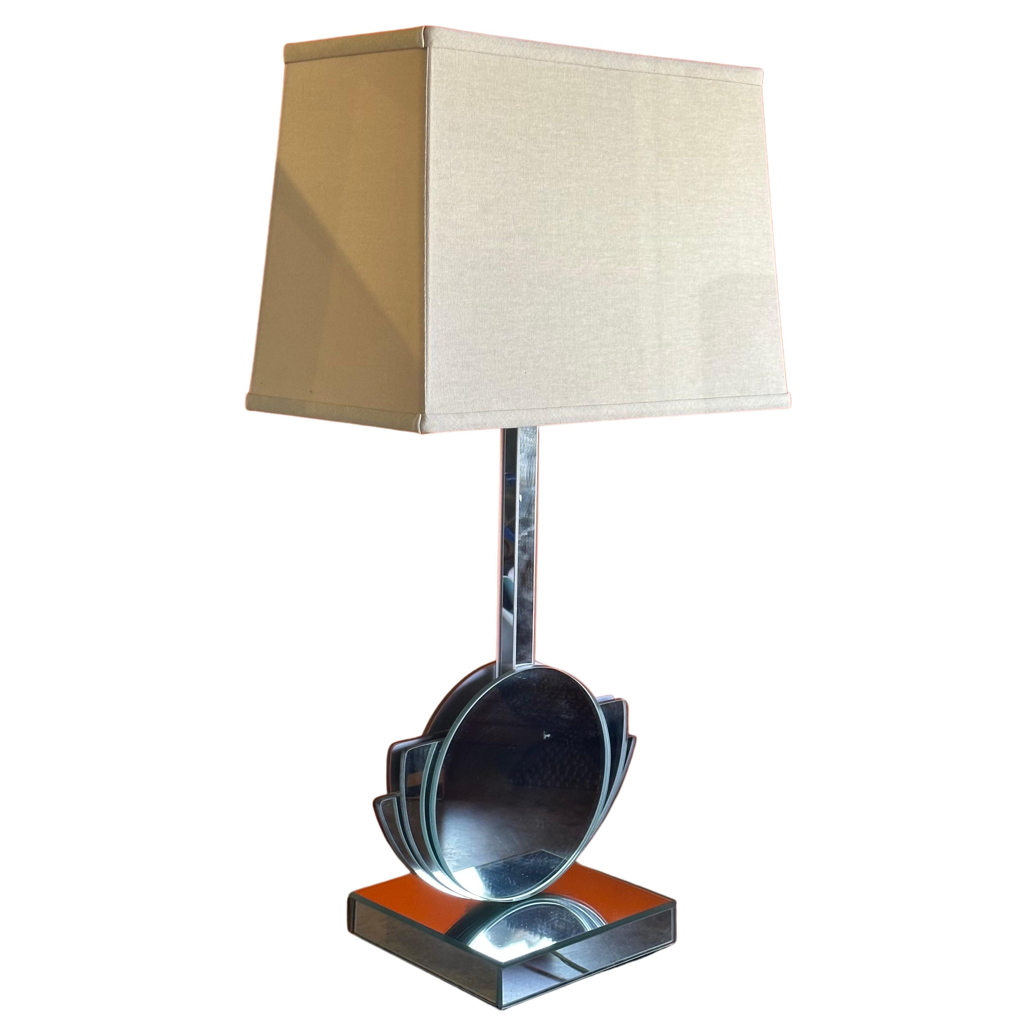 Post-Modern Mirrored Table Lamp  For Sale