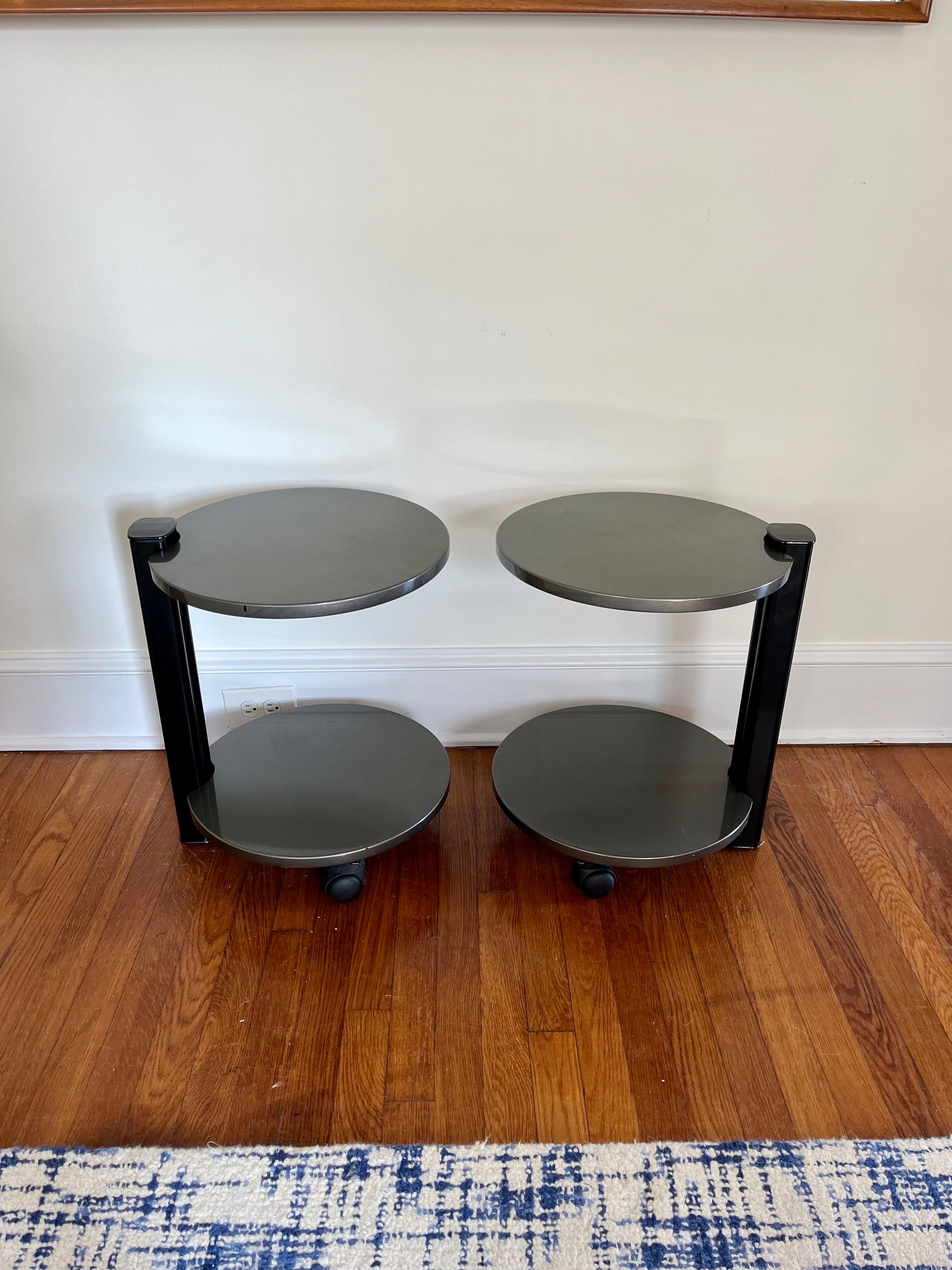 North American Post-Modern Mixed Media Two Tier Side Table