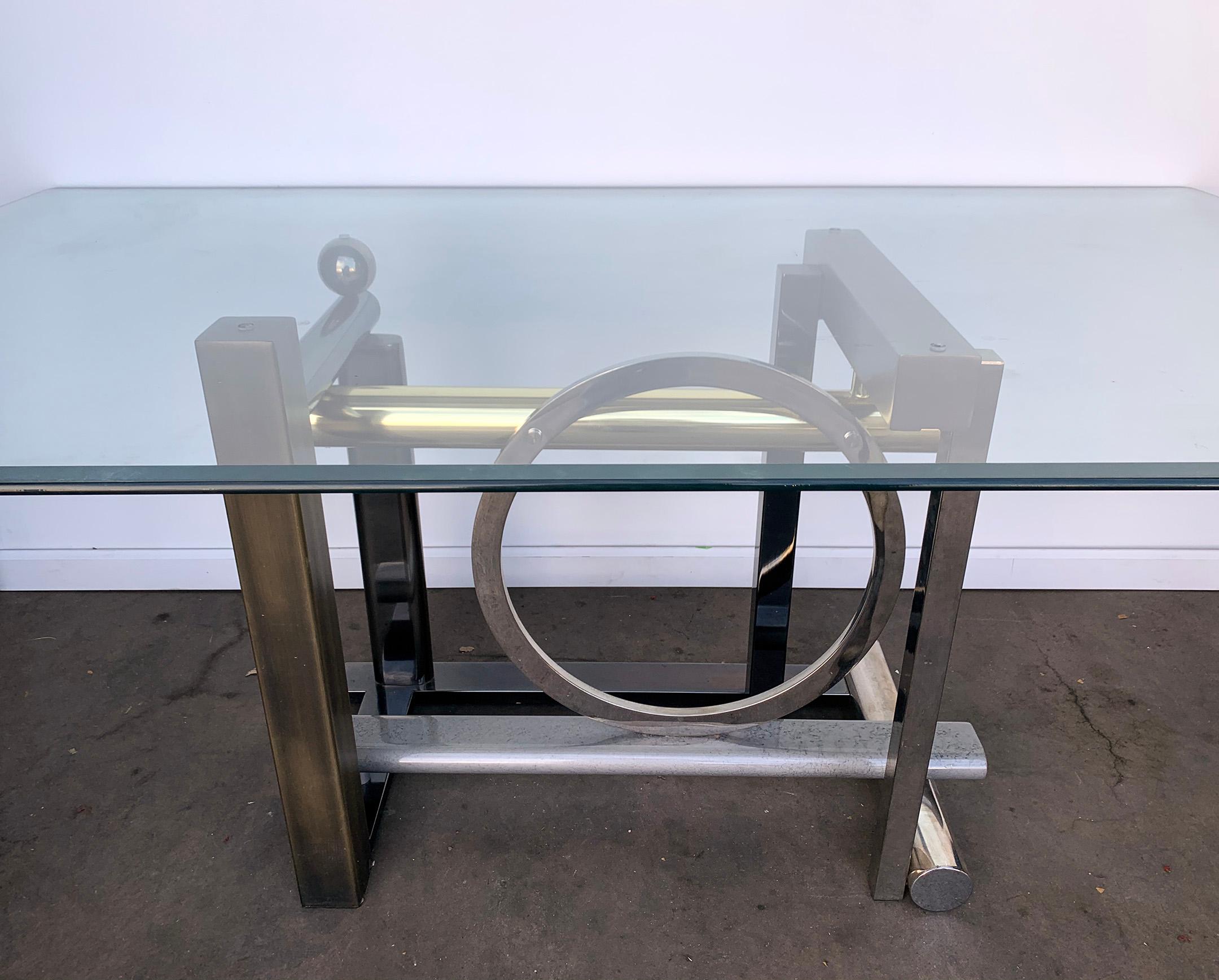 Post-Modern Post Modern Mixed Metal Dining Table by Kaizo Oto for DIA