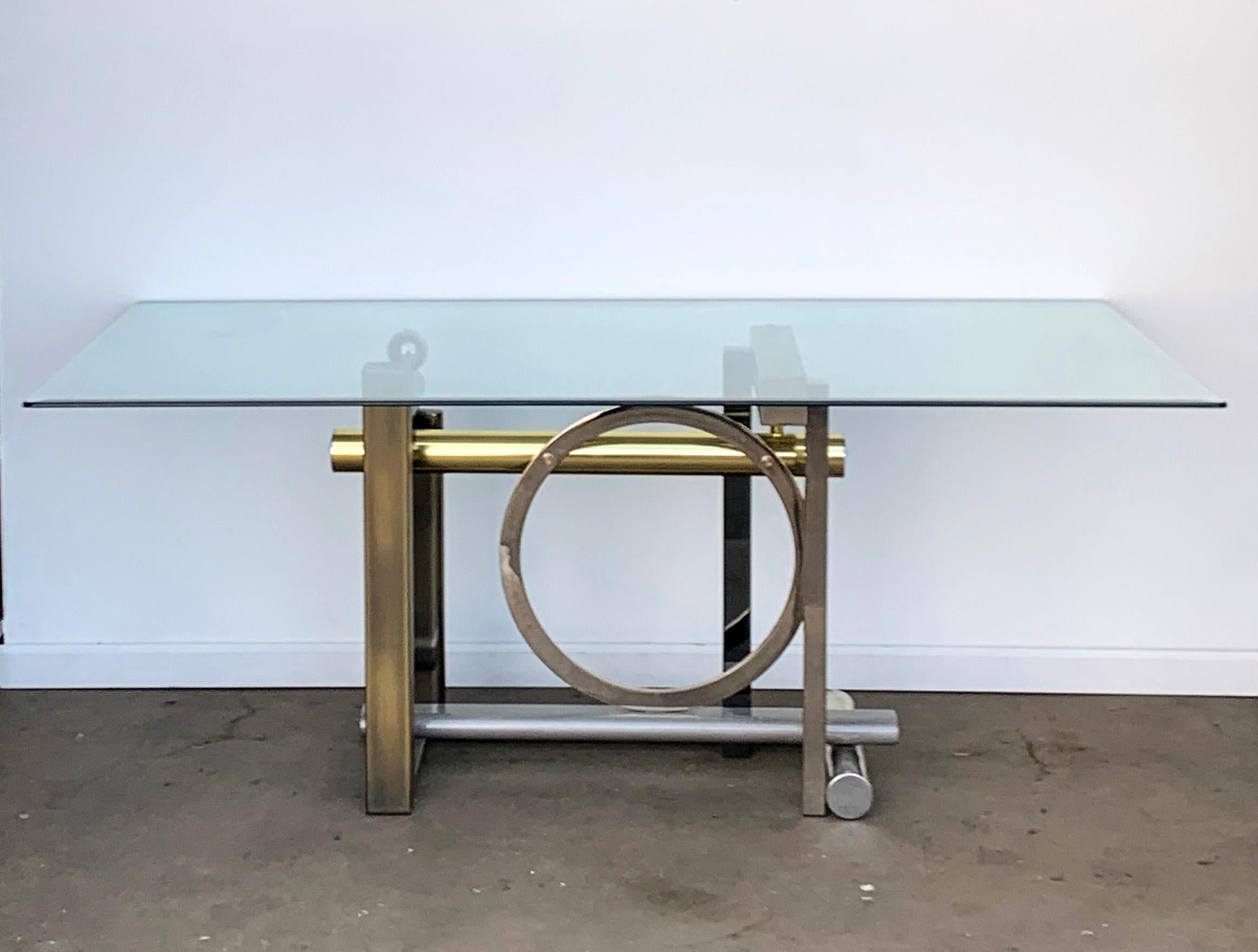 Post Modern Mixed Metal Dining Table by Kaizo Oto for DIA In Good Condition In Culver City, CA