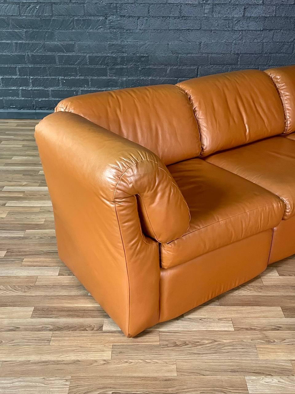 Post Modern Modular Caramel Leather Sofa For Sale 2
