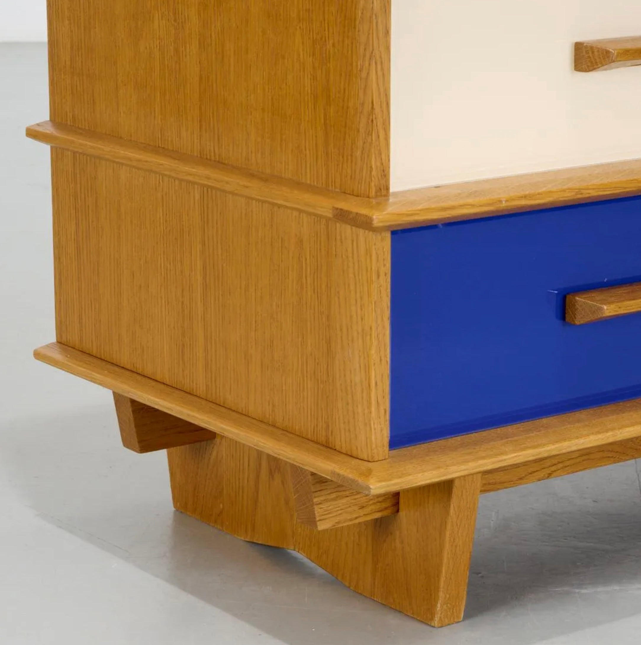 Philipp Markus Pernhaupt, 'Monday-Sunday' dresser, 2009, Vienna. This tall boy chest of drawers is made from solid oak, multi-colored glass, and pulls inscribed/branded with days of the week. Has the playfulness of the Eames ESU combined with the