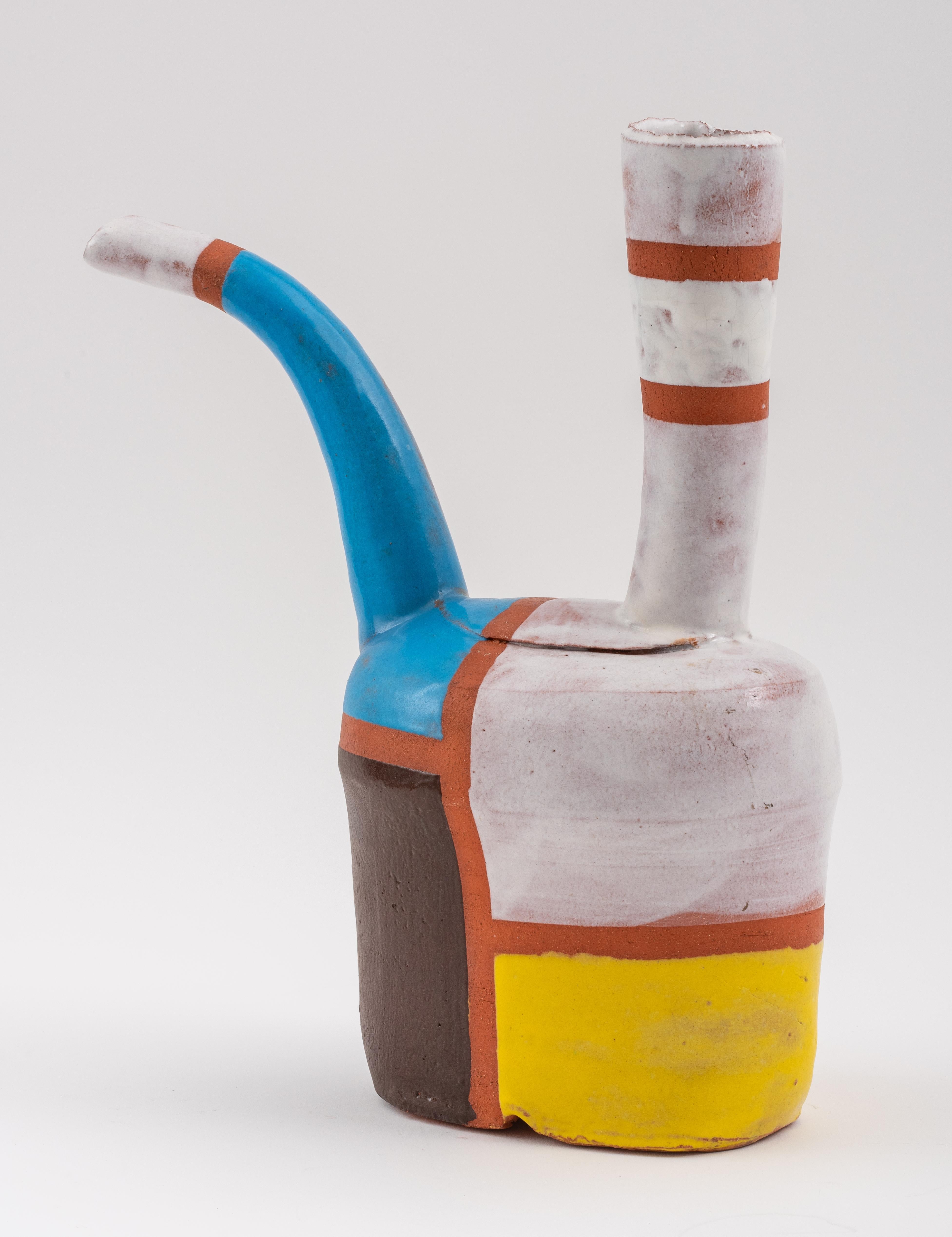Post-Modern Mondrian Manner Terracotta Water Jug For Sale 3
