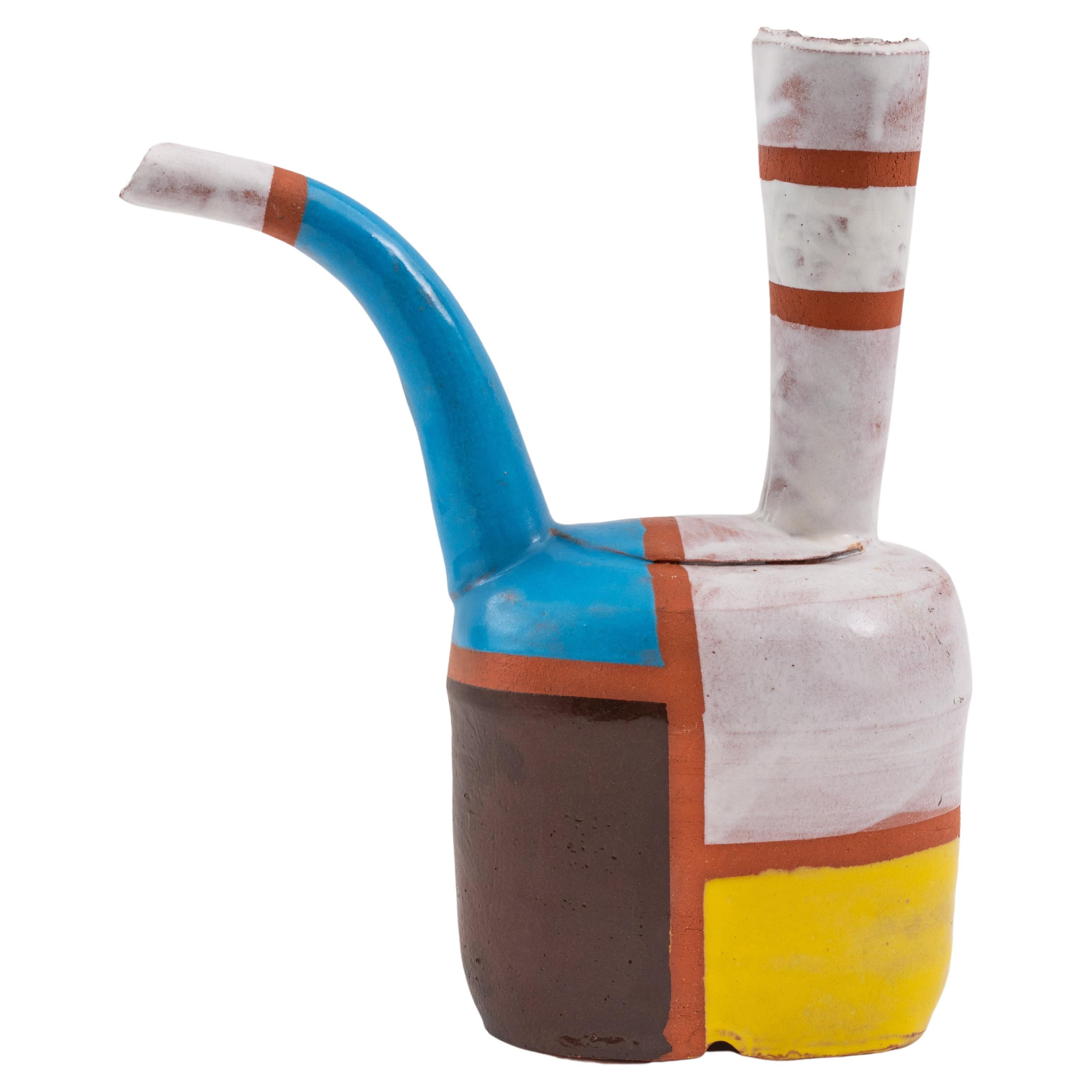 Post-Modern Mondrian Manner Terracotta Water Jug For Sale