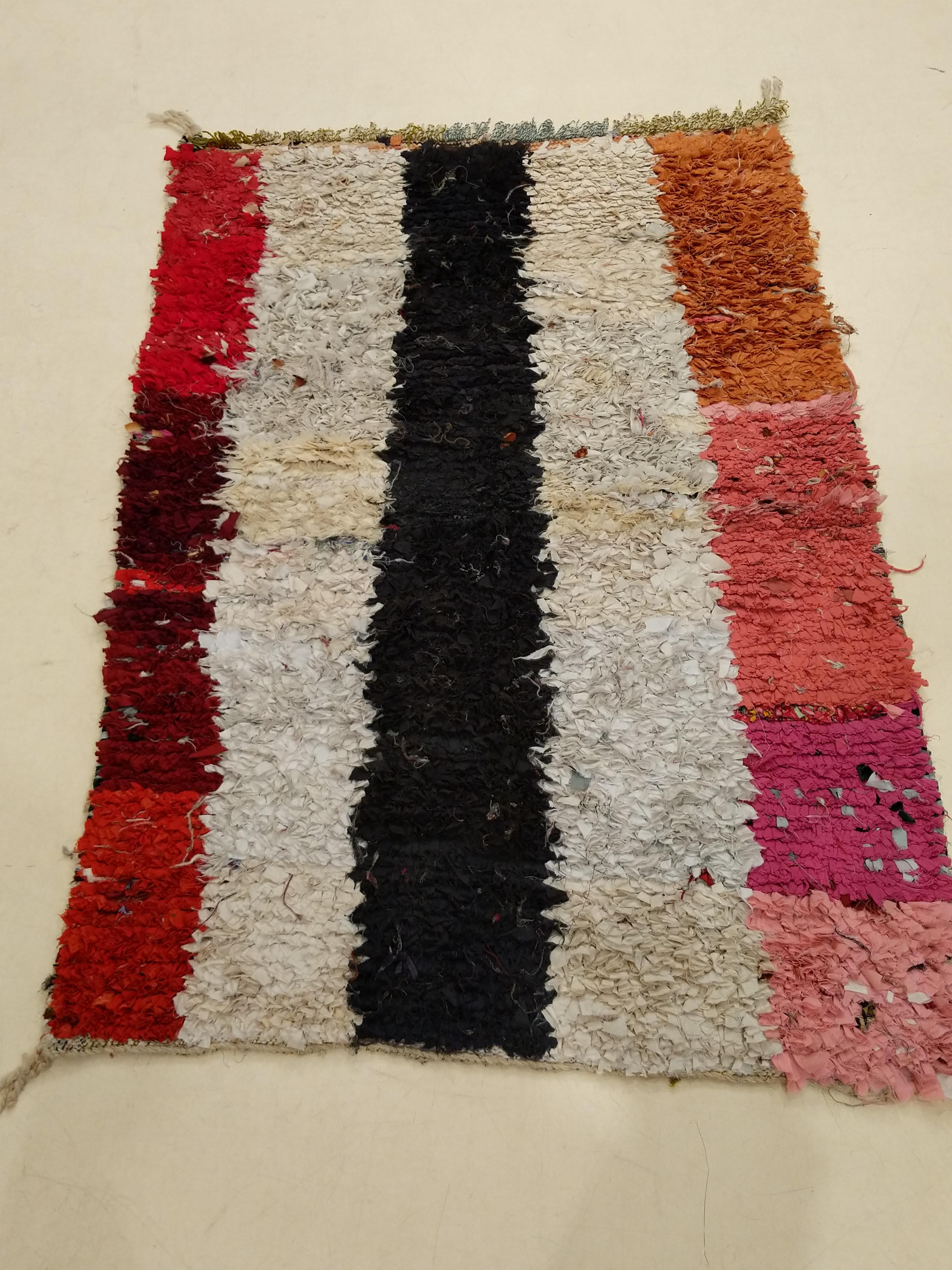 Hand-Knotted Post-Modern Moroccan Abstract Minimalist Boujad Berber Rug For Sale