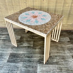 Postmodern Mosaic Top Side Table with Patinated Iron Base. Circa 1980s