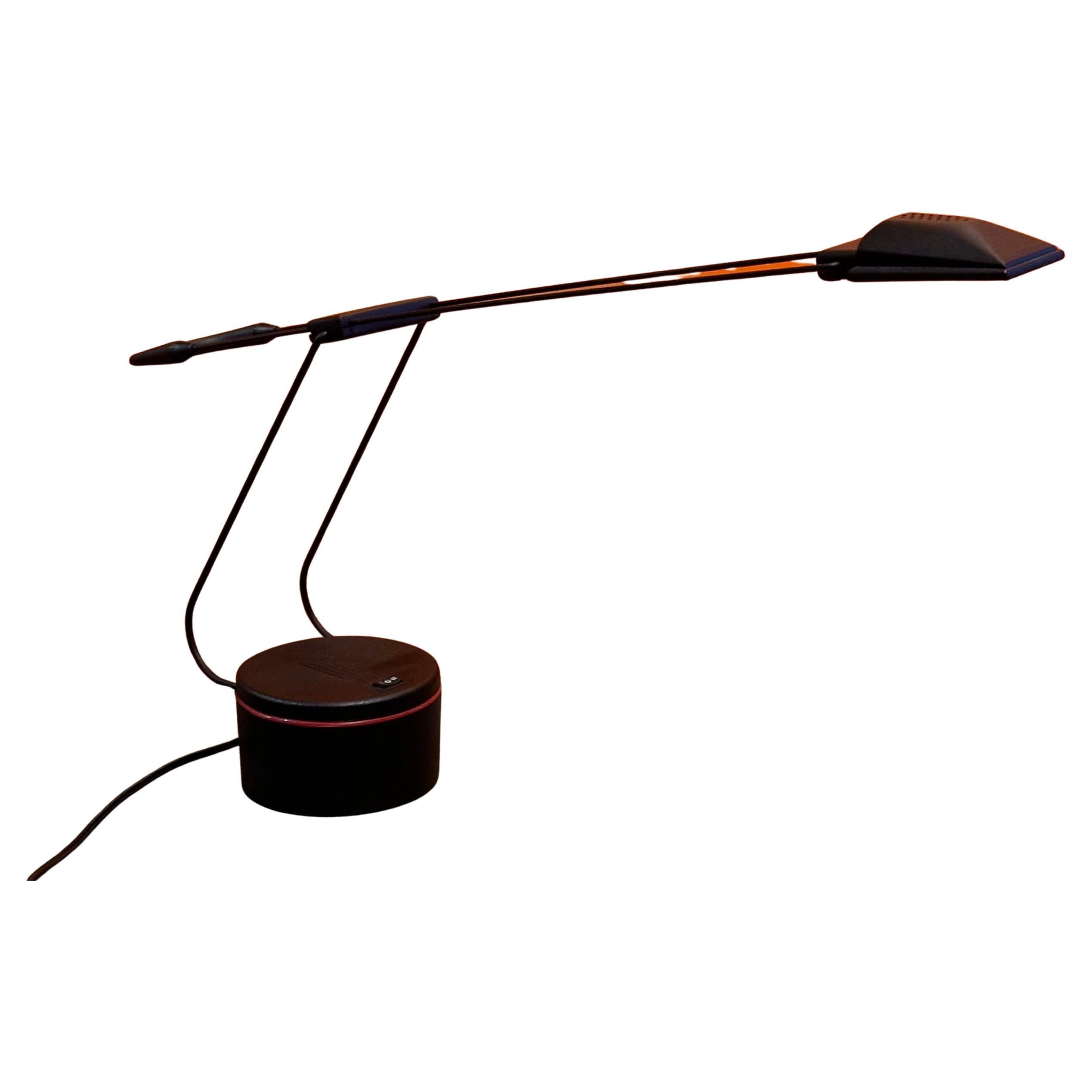 Beautiful post-modern halogen multi-directional desk lamp by Gabriele Basilico for Alva-Line, circa 1980s.  This model 