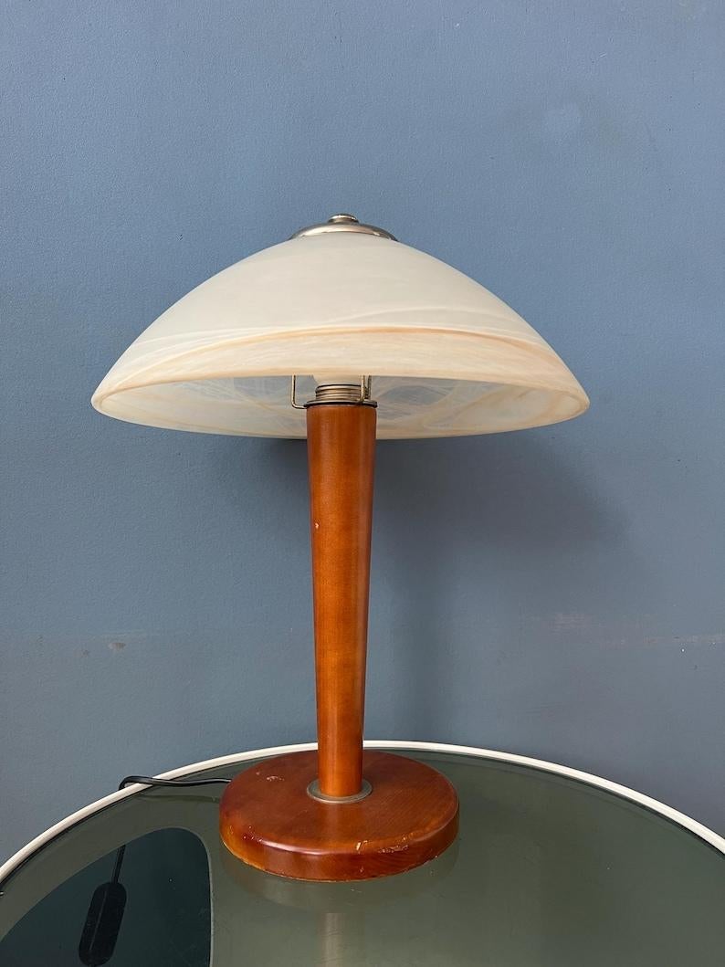 Post Modern Mushroom Art Nouveau Glass Table Lamp, 1970s In Excellent Condition For Sale In ROTTERDAM, ZH