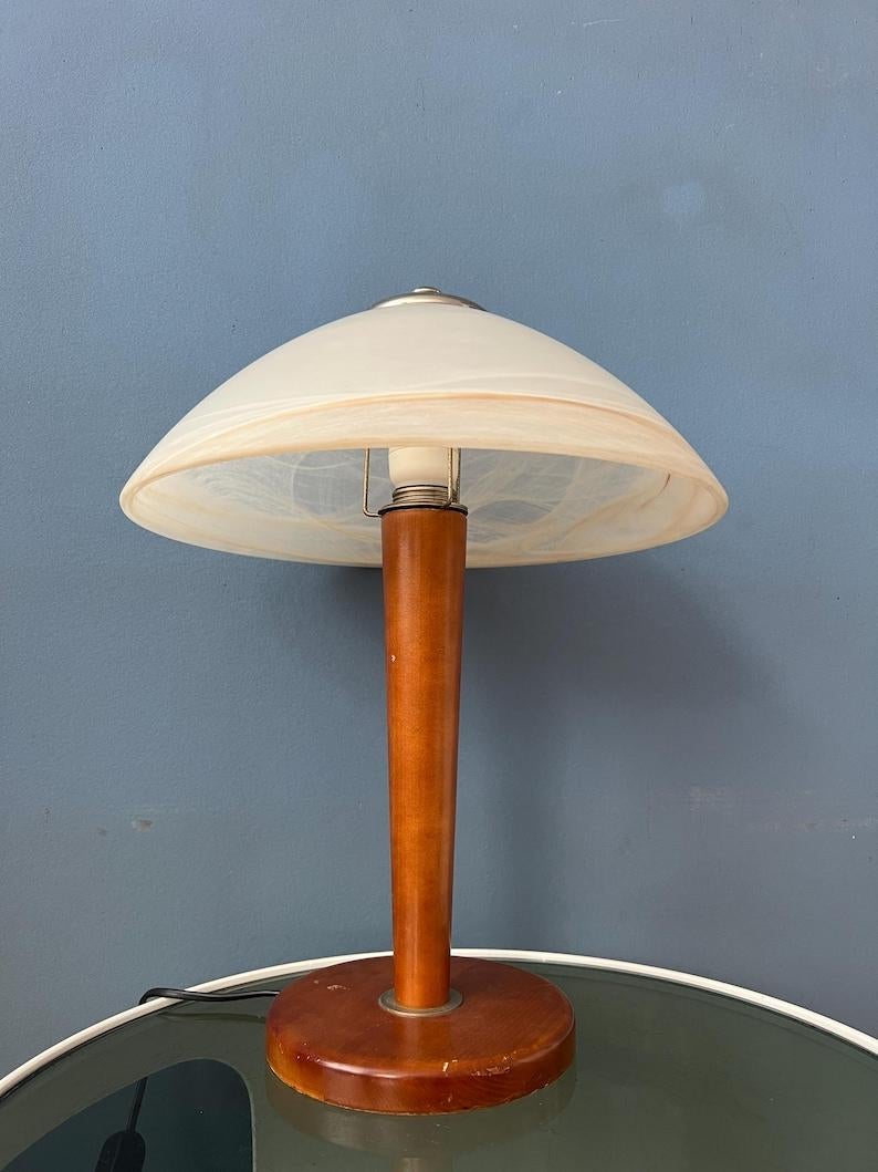 20th Century Post Modern Mushroom Art Nouveau Glass Table Lamp, 1970s For Sale