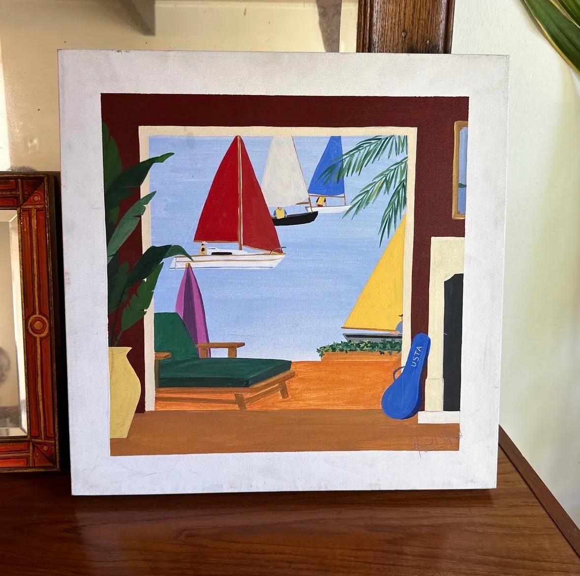 Post-Modern Post Modern Nautical Still Life Original Painting by Harold Shepard For Sale