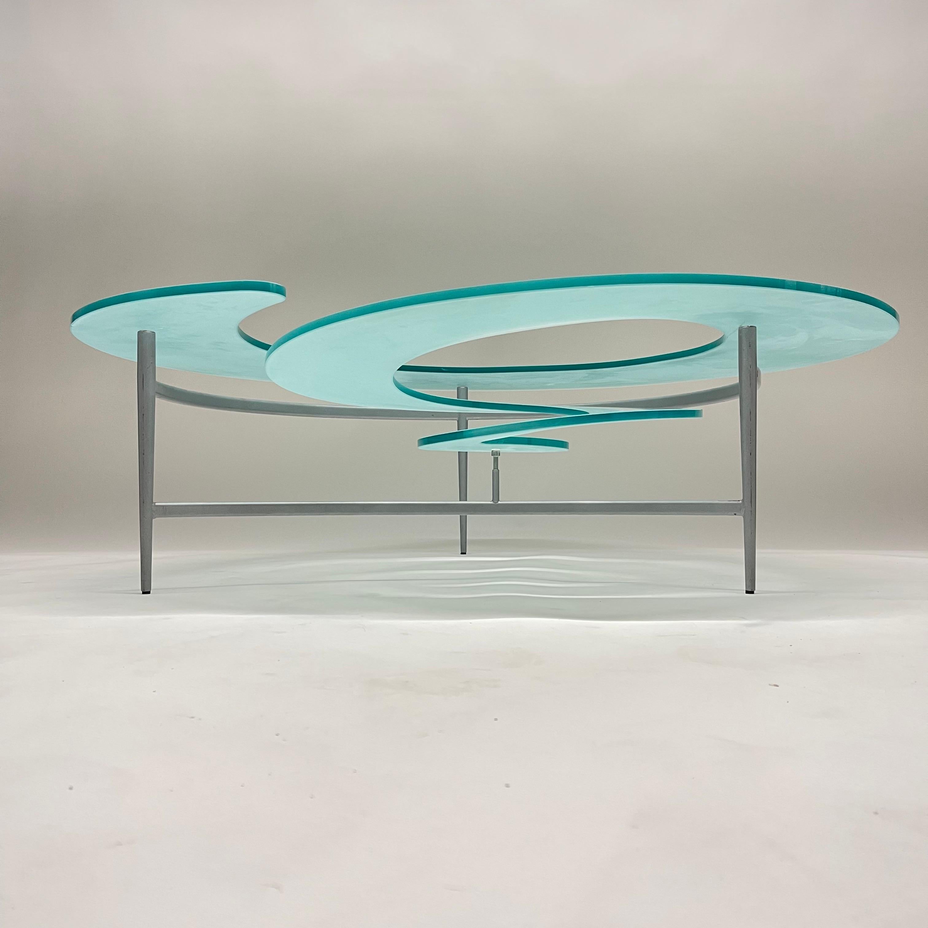 spiral glass coffee table